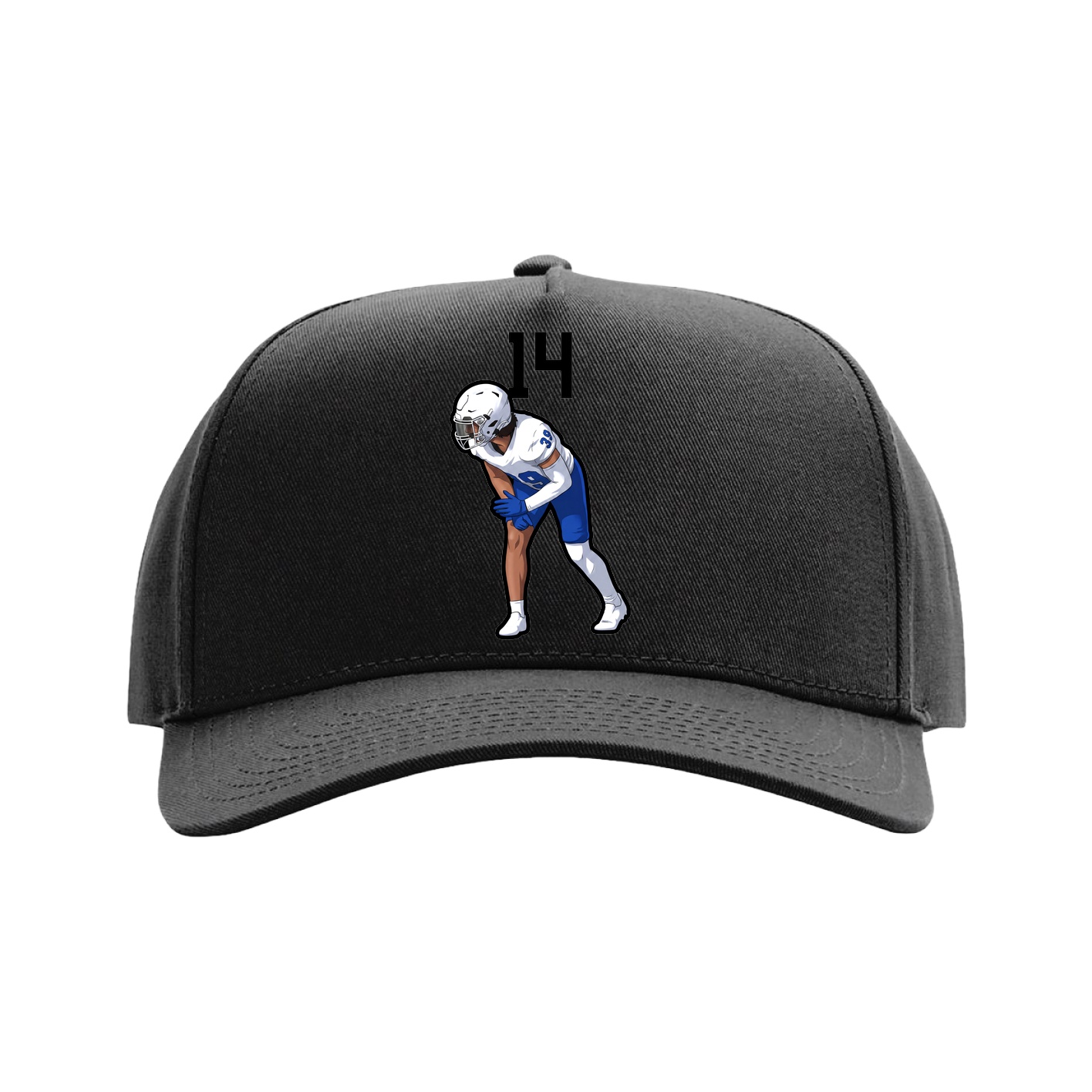 Full Fabric Five-Panel Champ Cap — Number Top in Black
