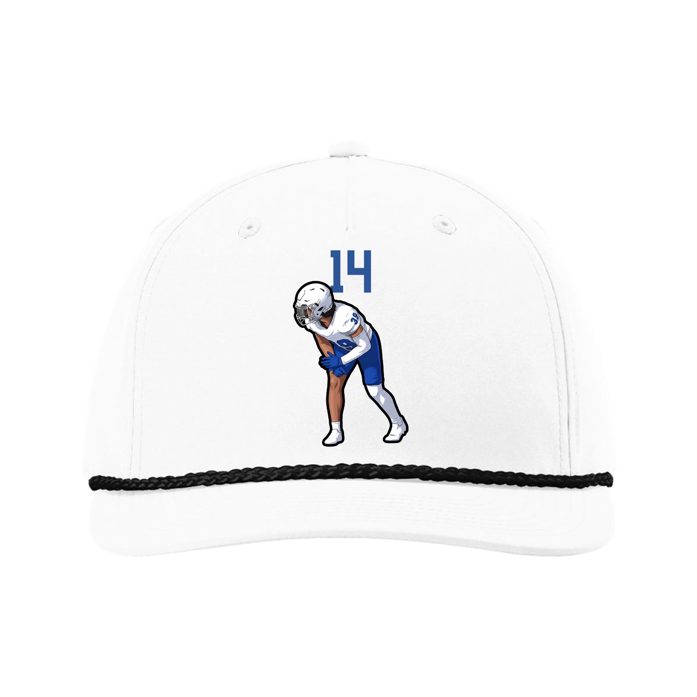 Five-Panel Classic Rope Cap — Number Top in White