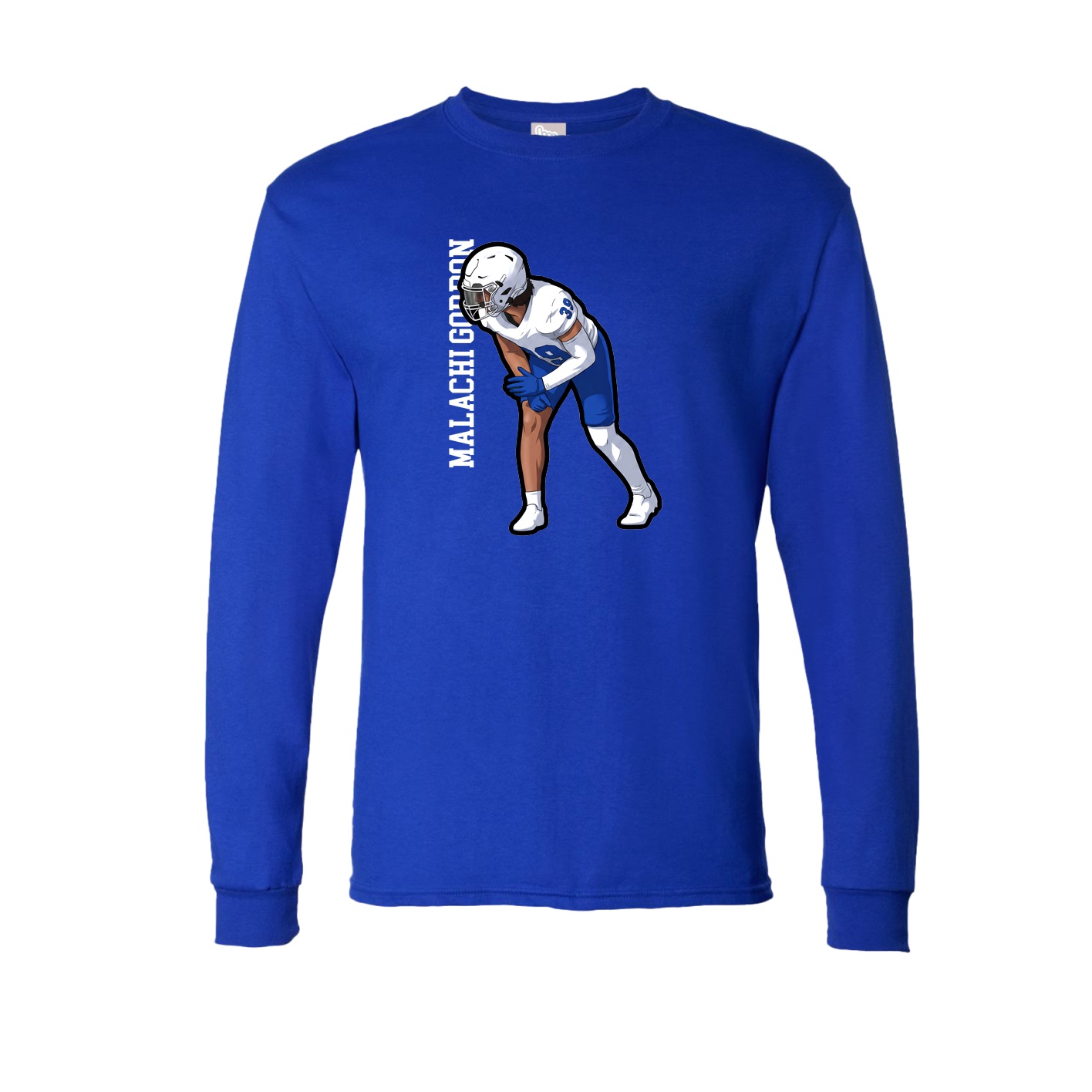 Long Sleeve Tee — Name Vertical in Royal
