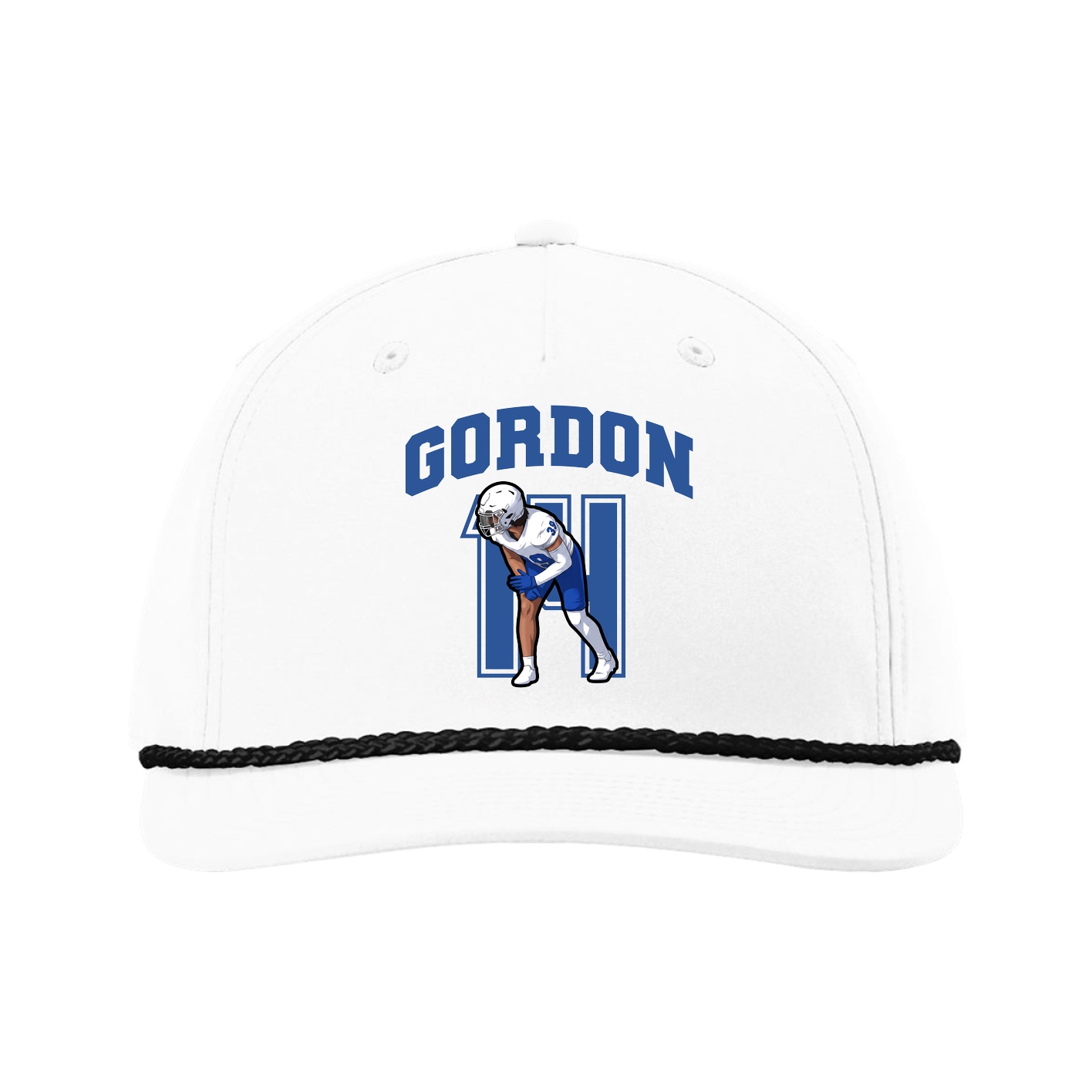 Five-Panel Classic Rope Cap — Number in White