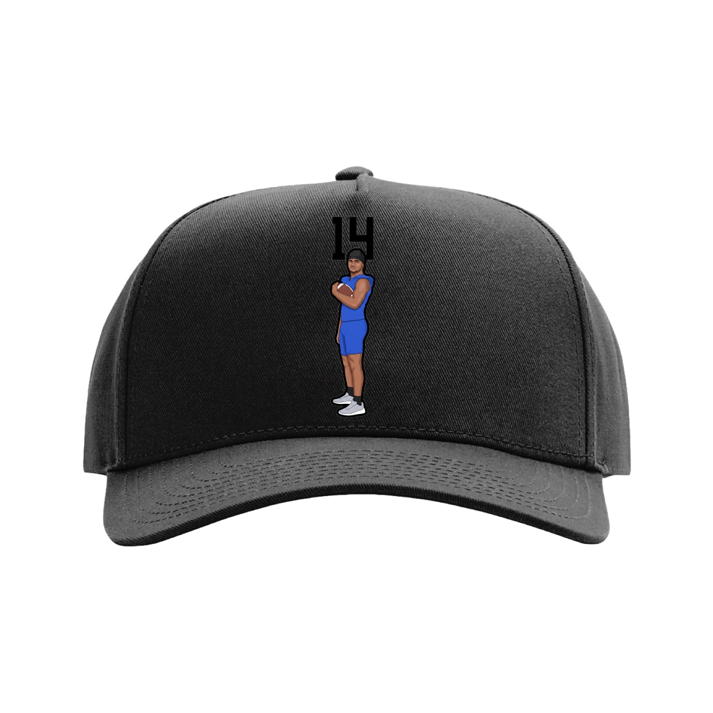 Full Fabric Five-Panel Champ Cap — Number Top in Black