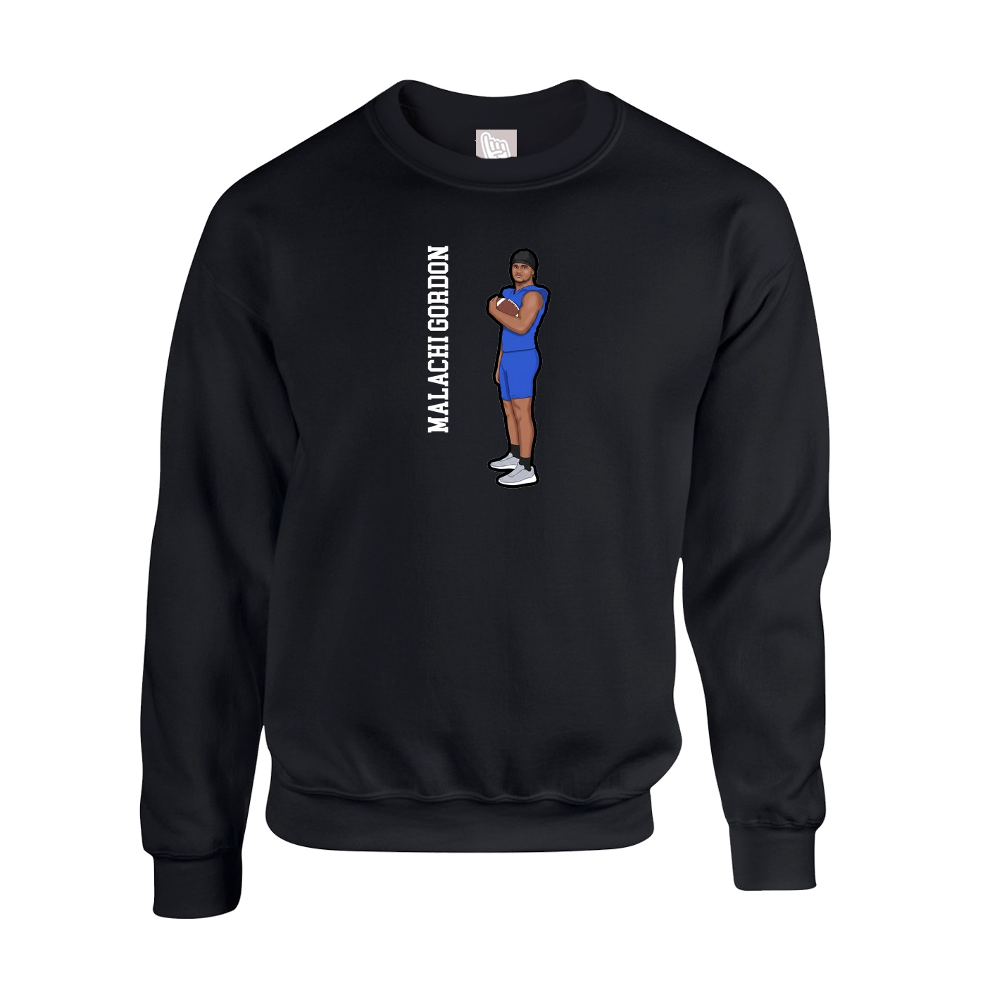 Fleece Crew — Name Vertical in Black