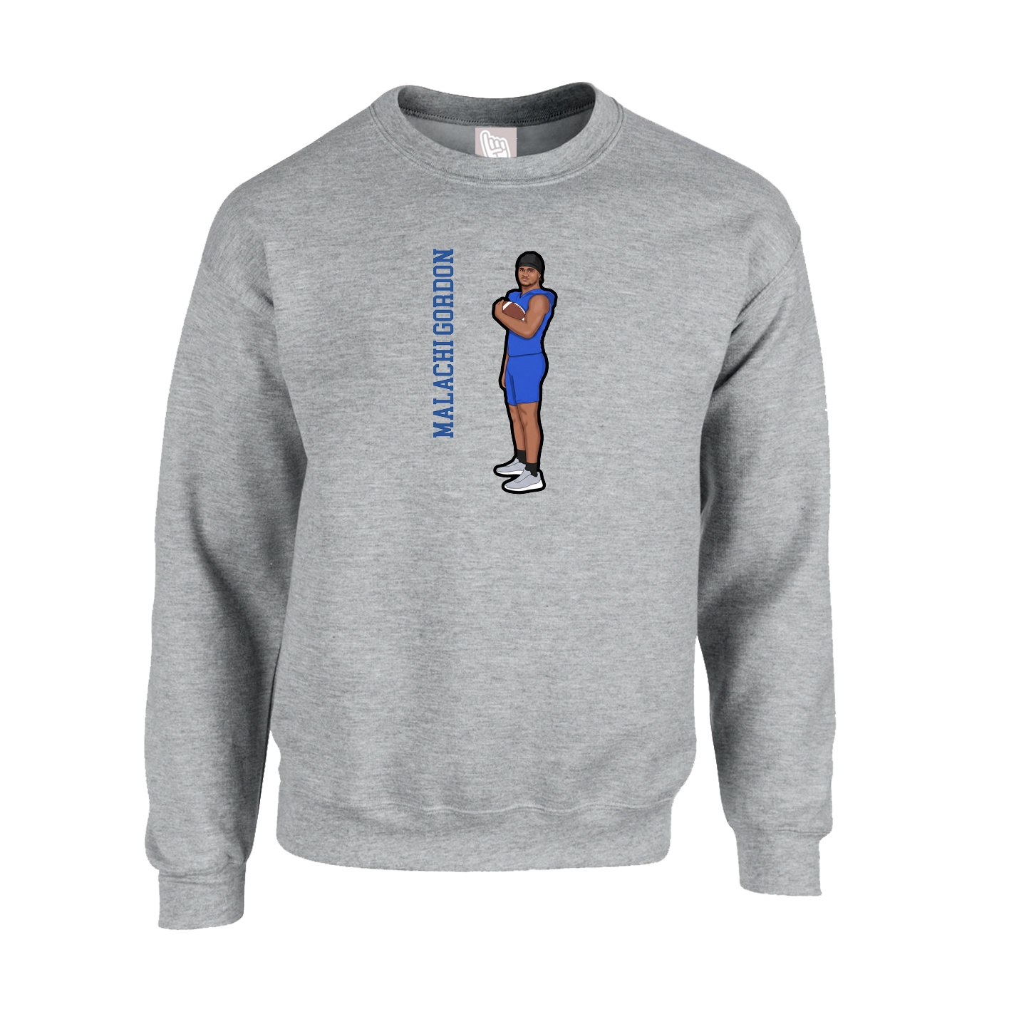 Fleece Crew — Name Vertical in Grey