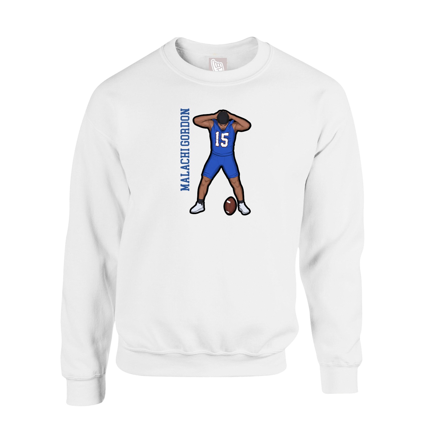 Fleece Crew — Name Vertical in White