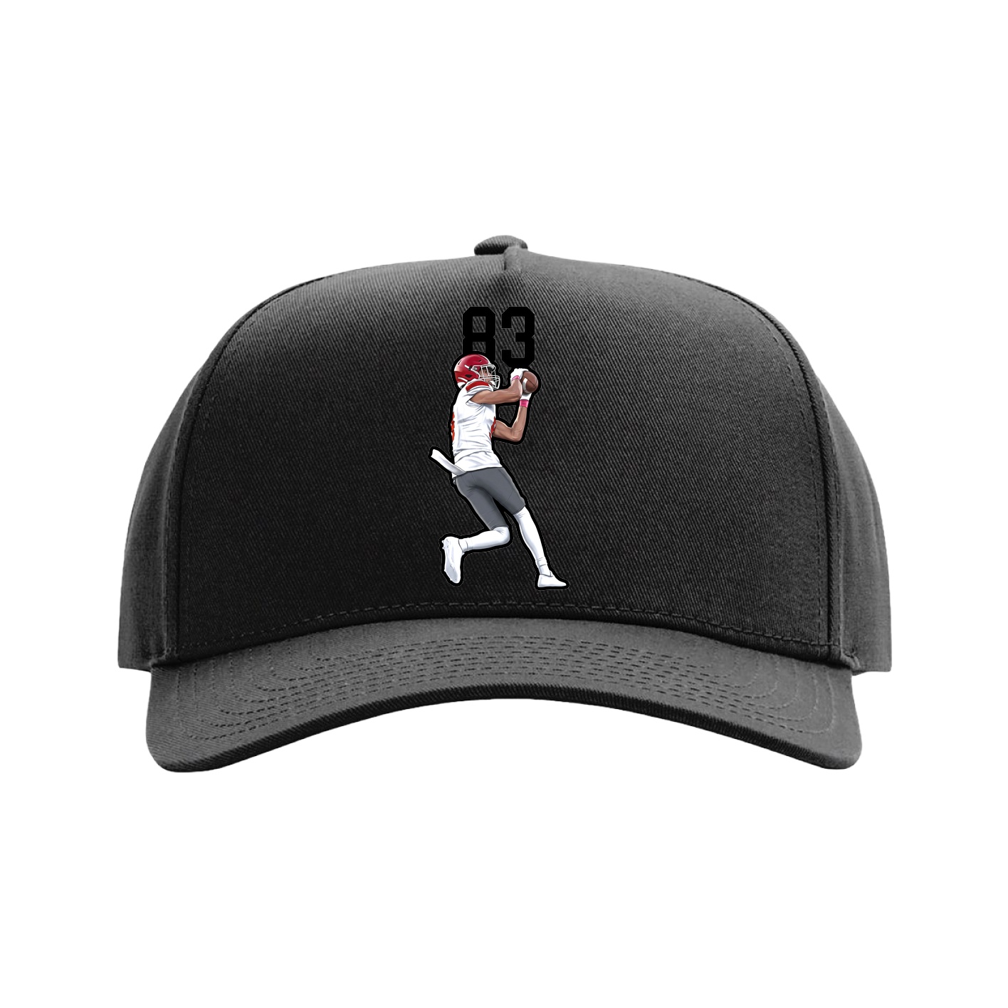 Full Fabric Five-Panel Champ Cap — Number Top in Black