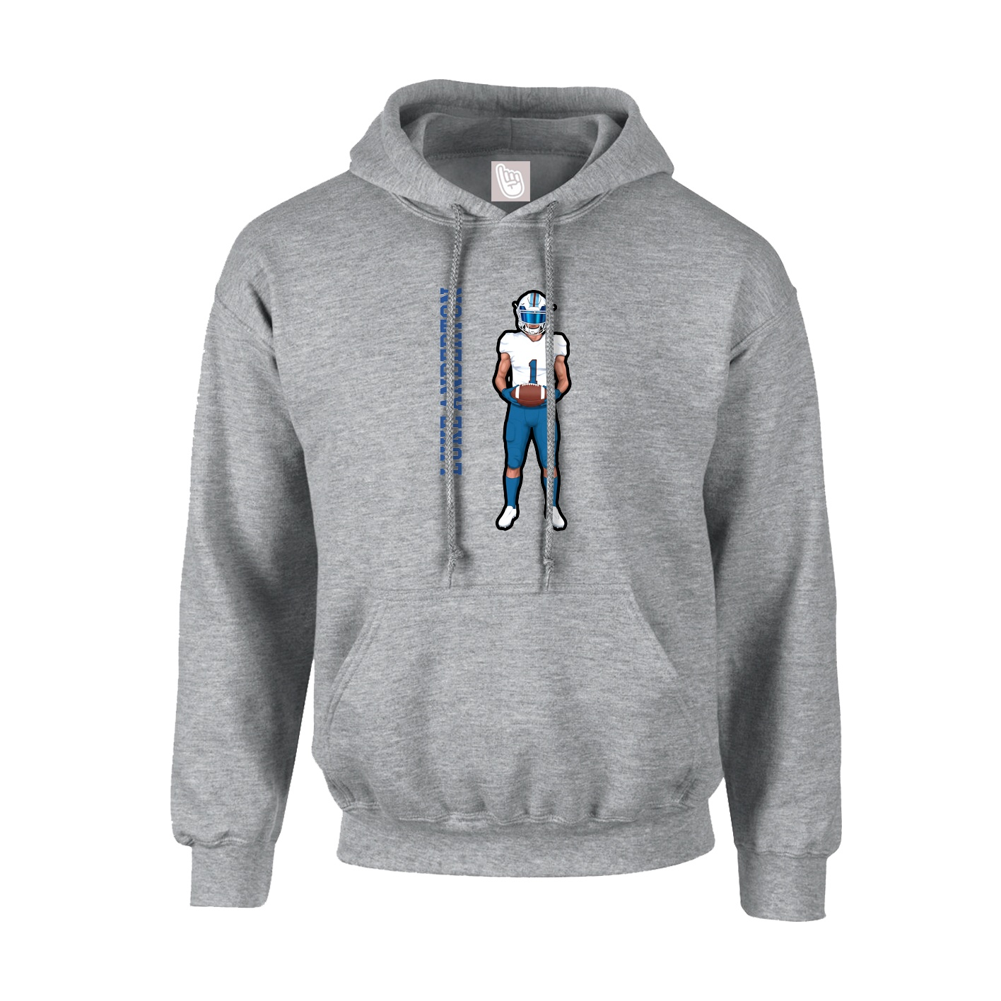 Hoodie — Name Vertical in Grey