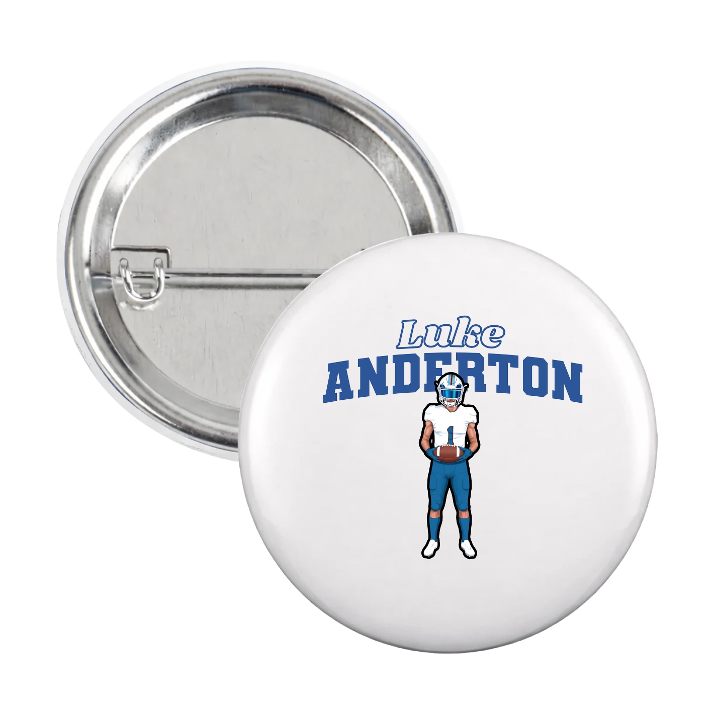 Game Day Button — Name Arch in White