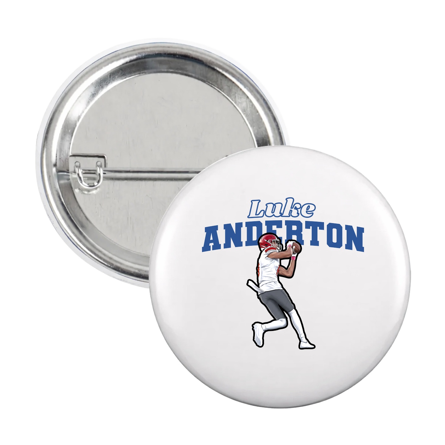 Game Day Button — Name Arch in White