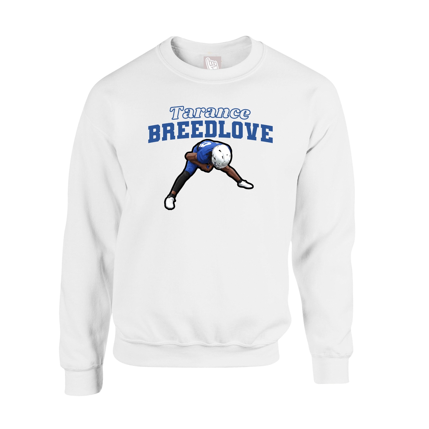 Fleece Crew — Name Arch in White