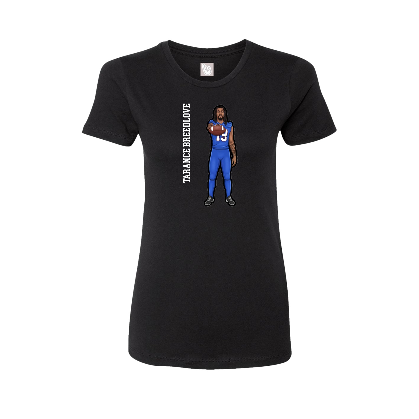 Fitted Women's Tee — Name Vertical in Black