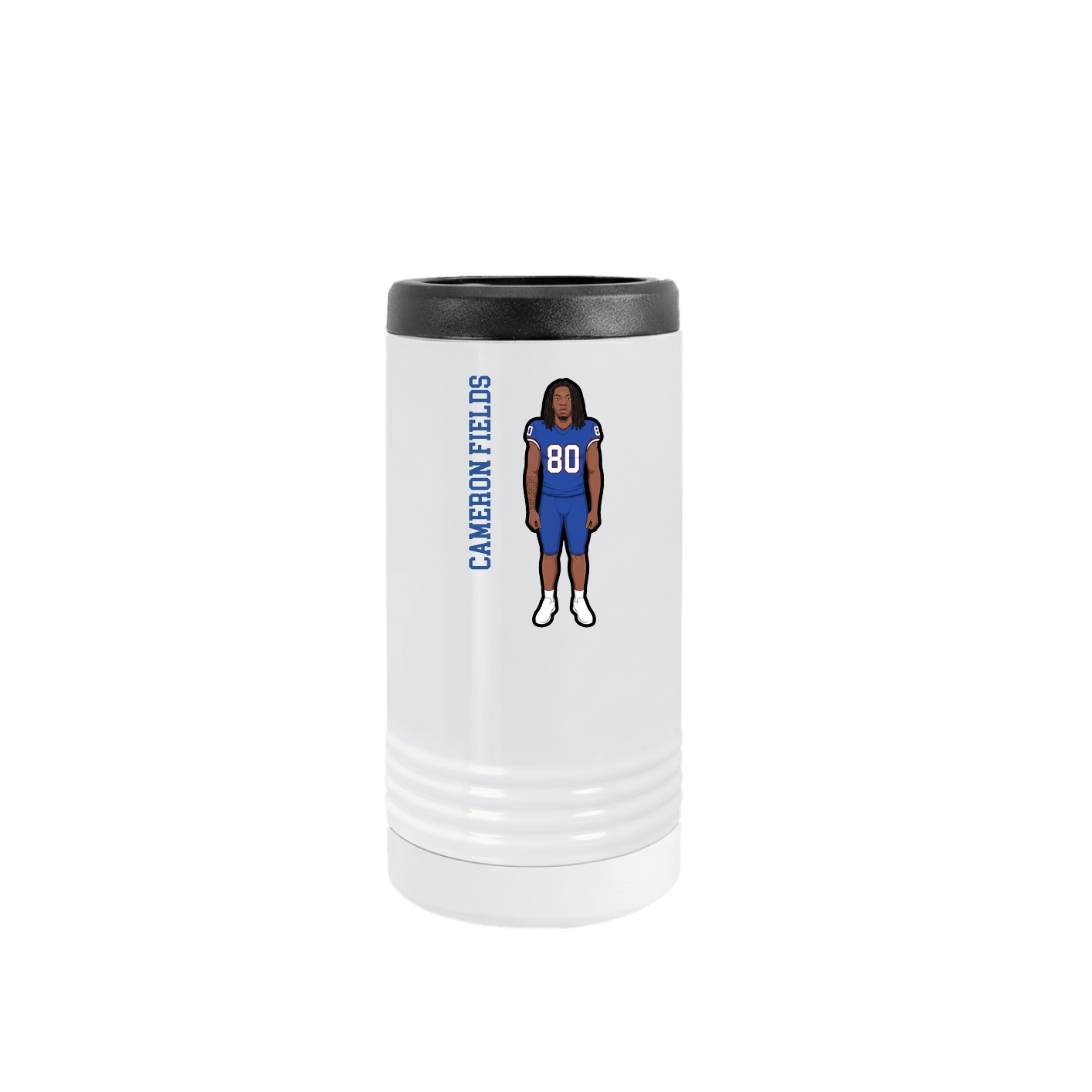 Slim Beverage Holder — Name Vertical in White
