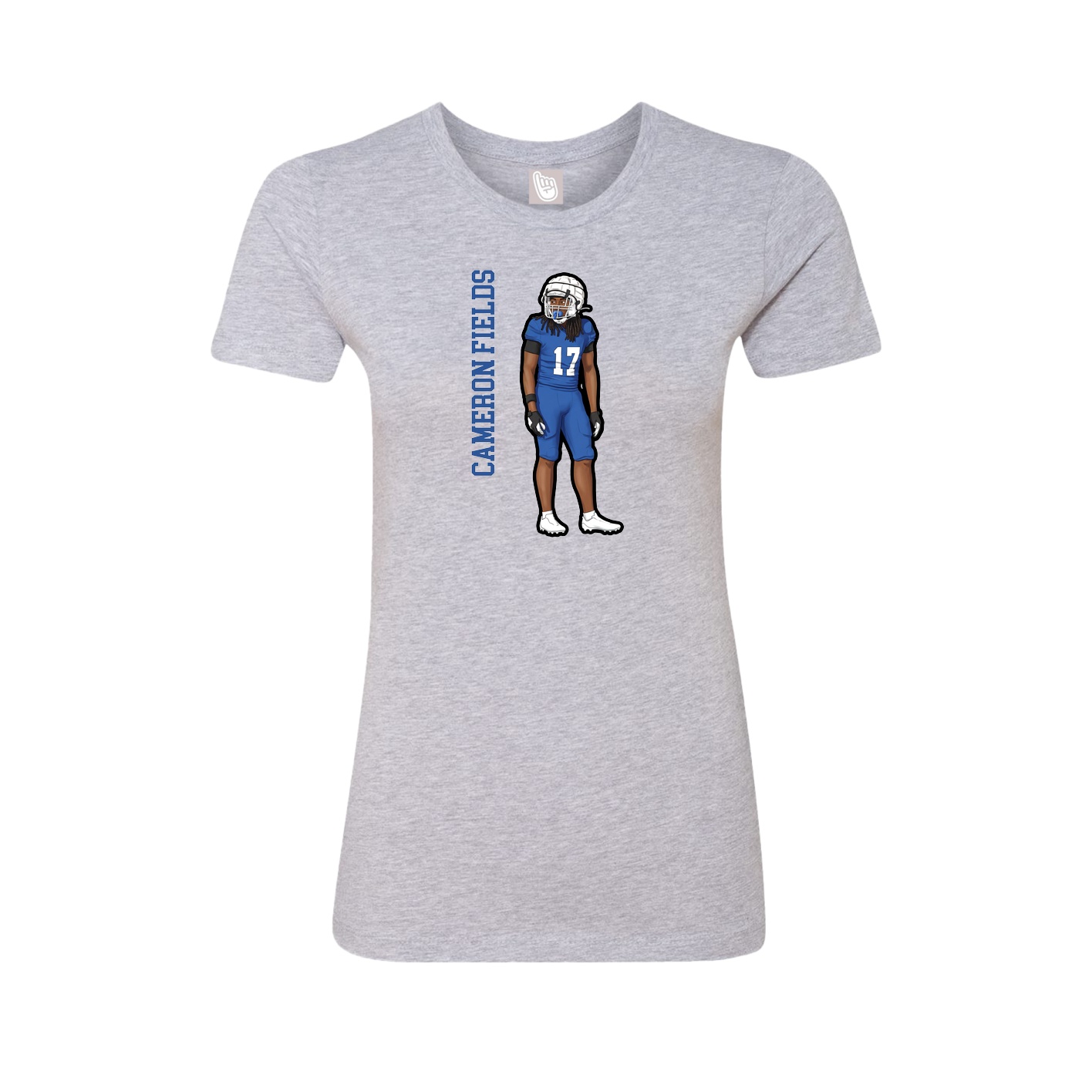 Fitted Women's Tee — Name Vertical in Grey