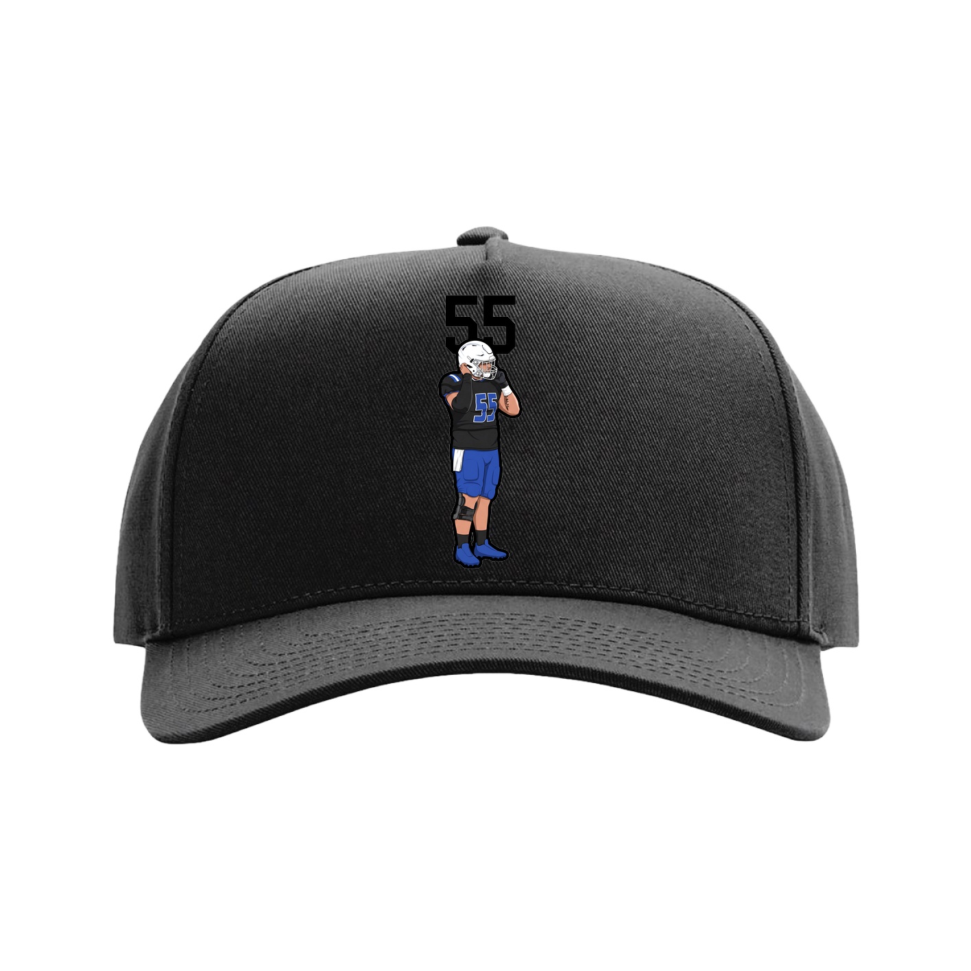Full Fabric Five-Panel Champ Cap — Number Top in Black