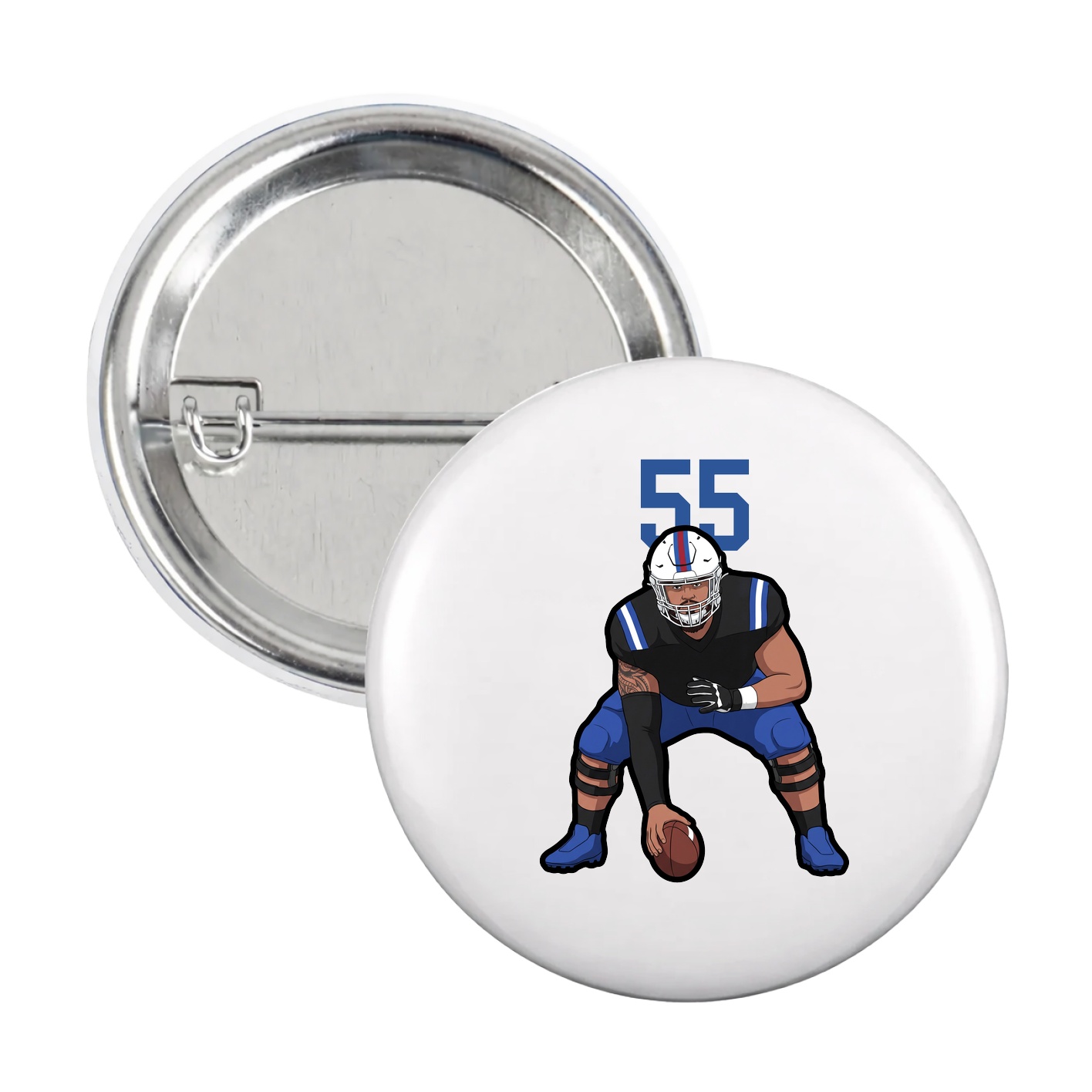 Game Day Button — Number Top in White
