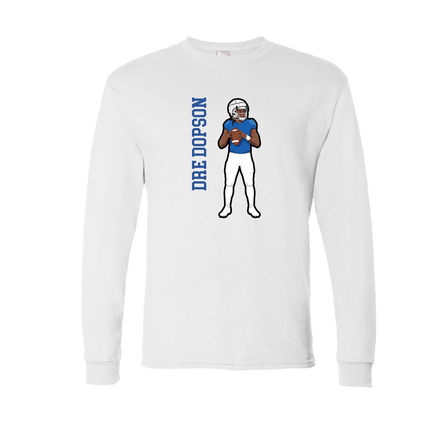 Long Sleeve Tee — Name Vertical in White