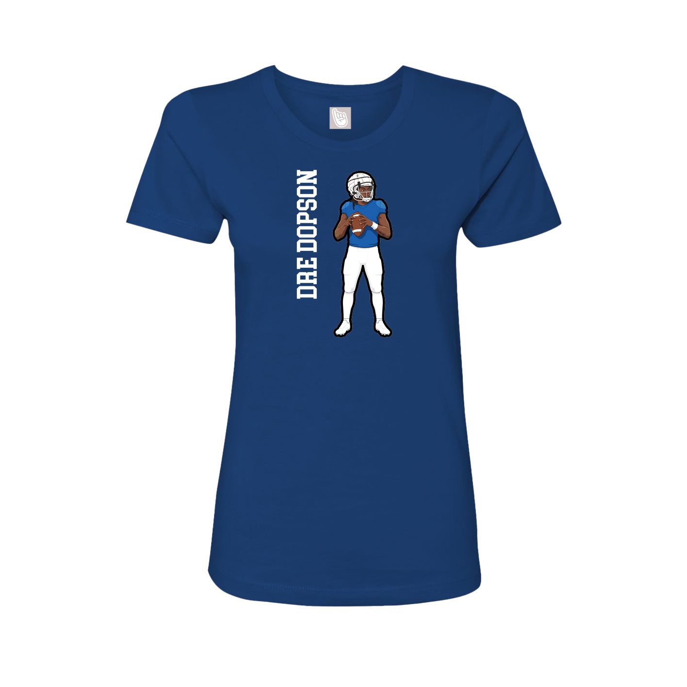 Fitted Women's Tee — Name Vertical in Royal