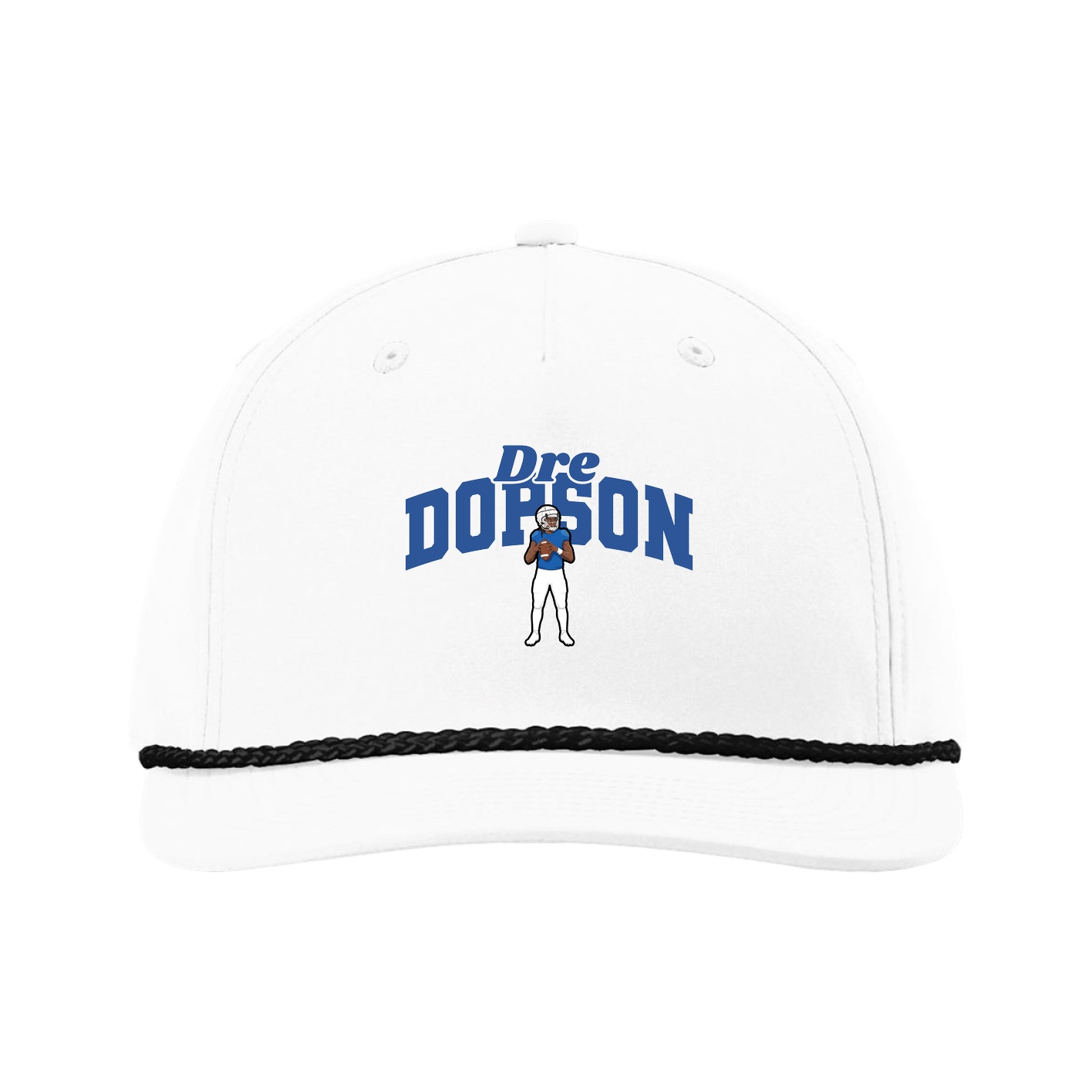 Five-Panel Classic Rope Cap — Signature Arch in White