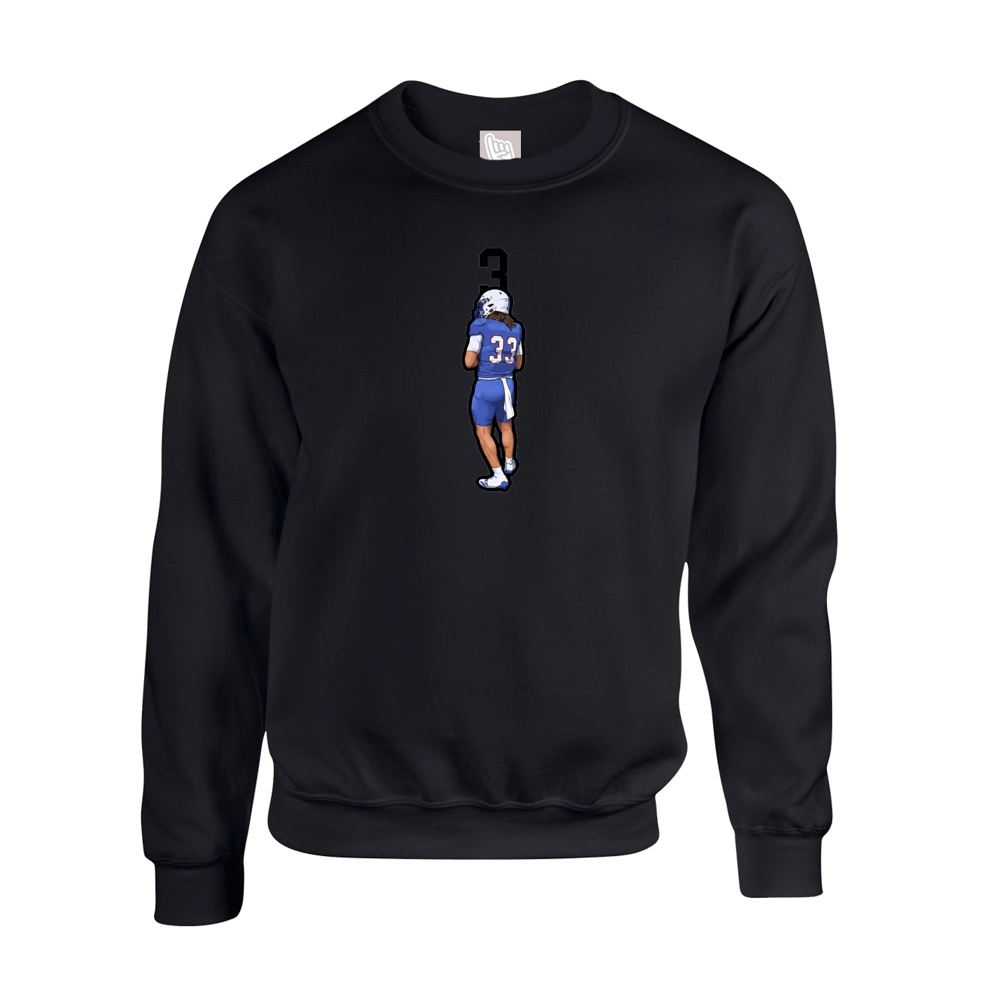 Fleece Crew — Number Top in Black