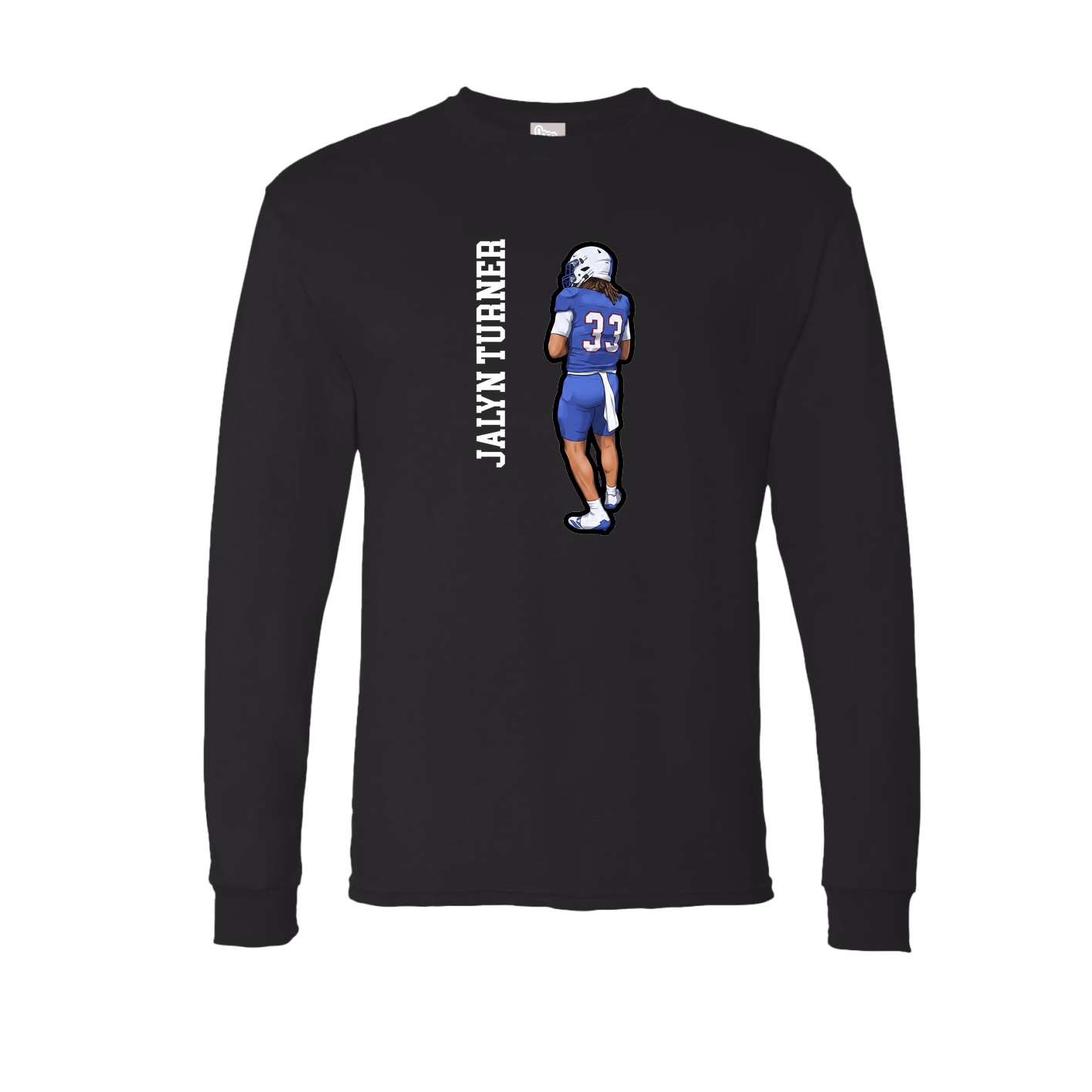Long Sleeve Tee — Name Vertical in Black