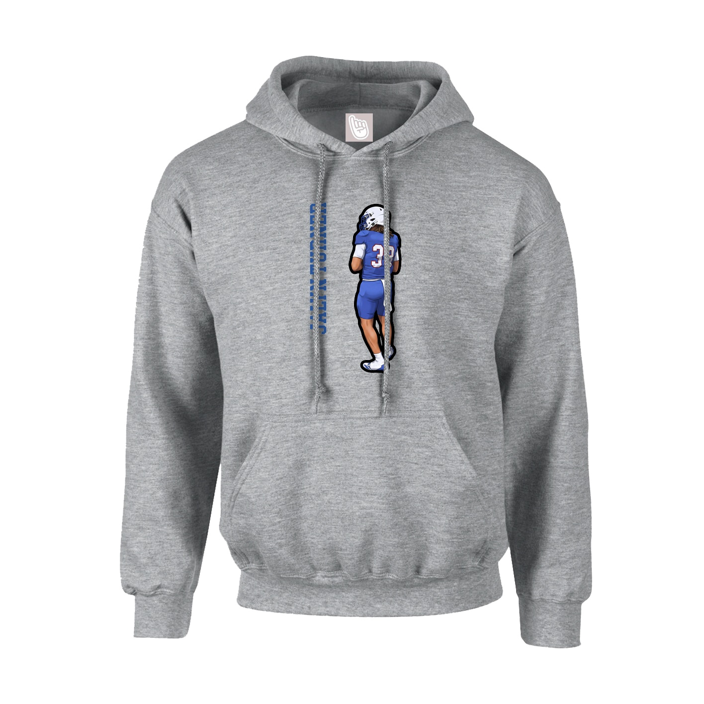 Youth Hoodie — Name Vertical in Grey