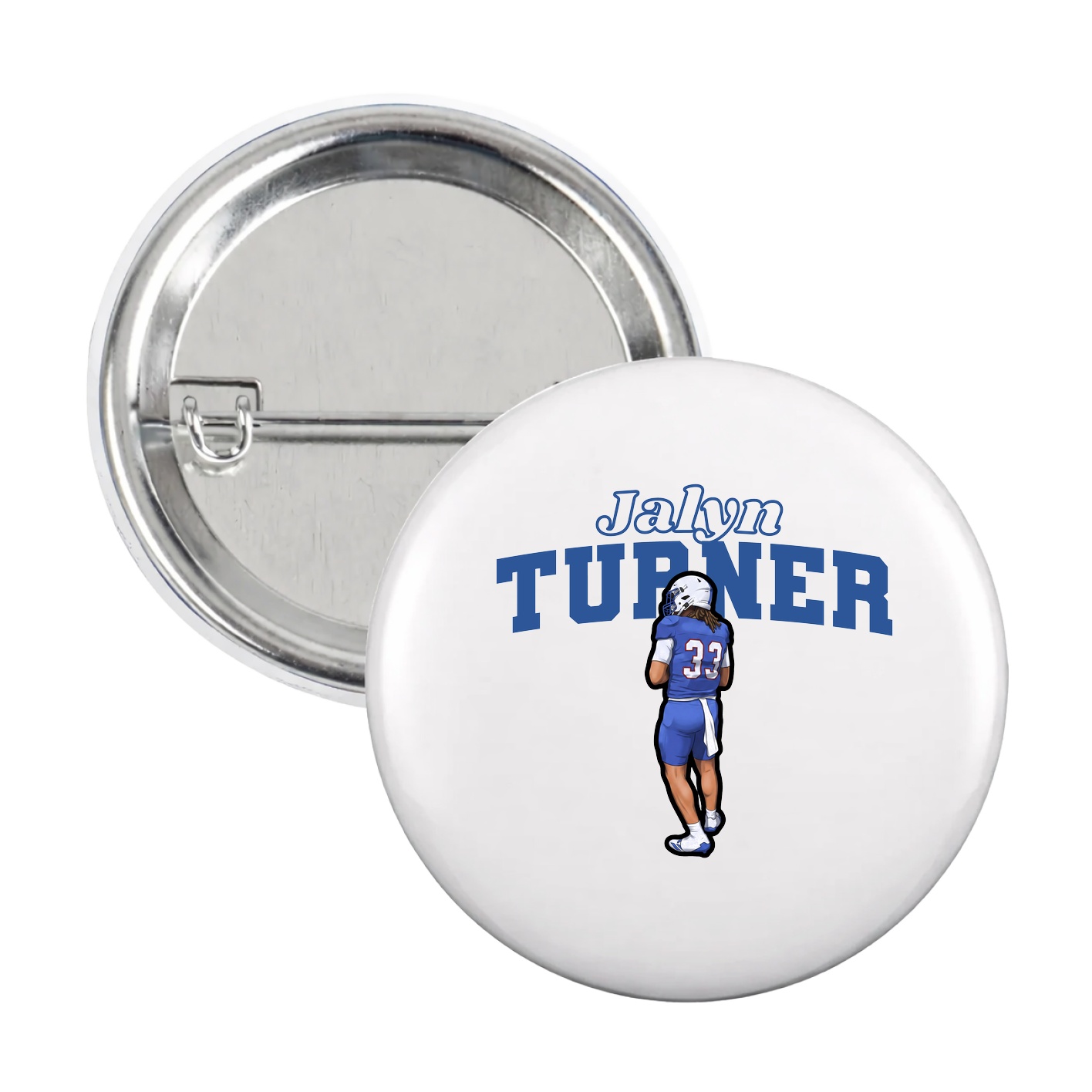Game Day Button — Name Arch in White