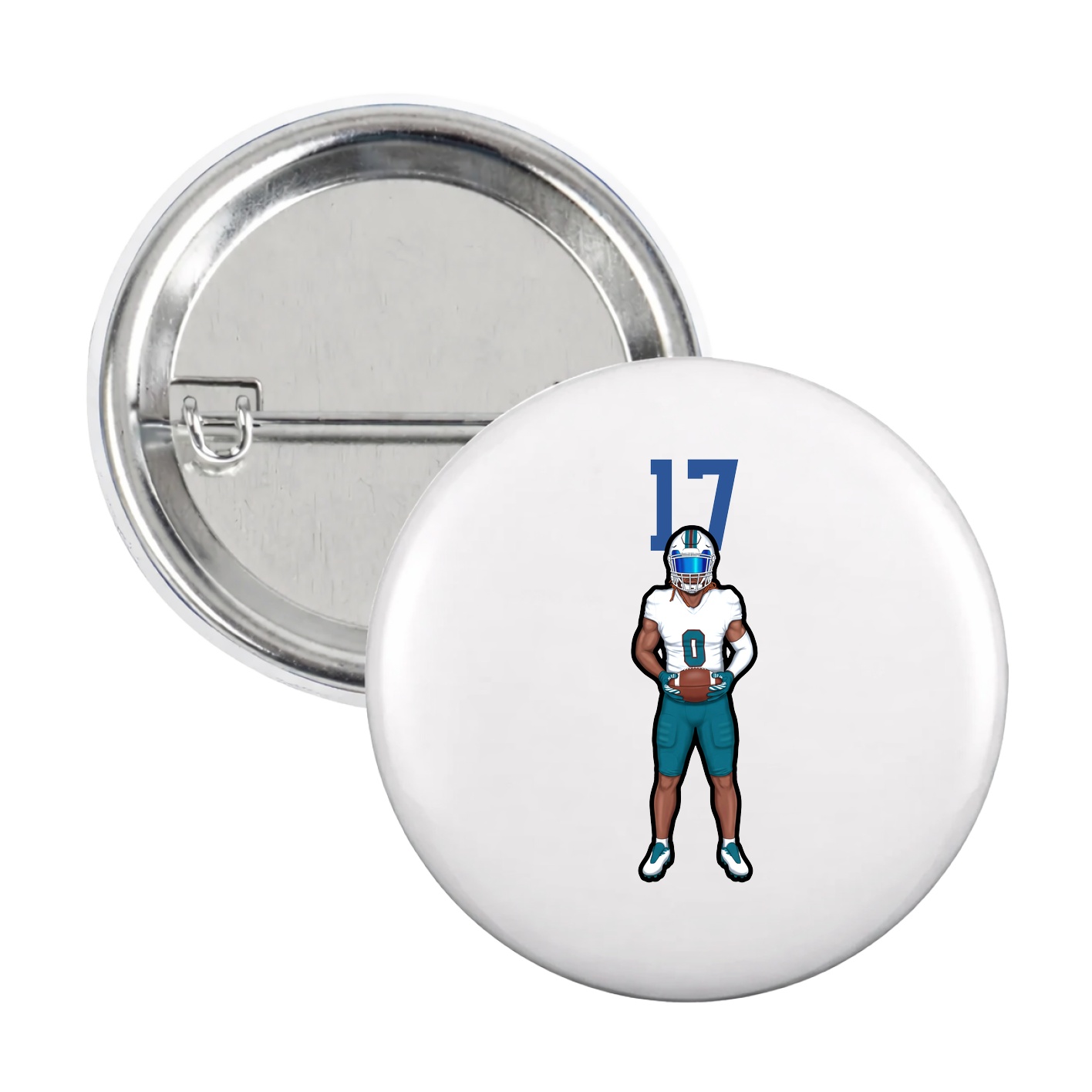 Game Day Button — Number Top in White