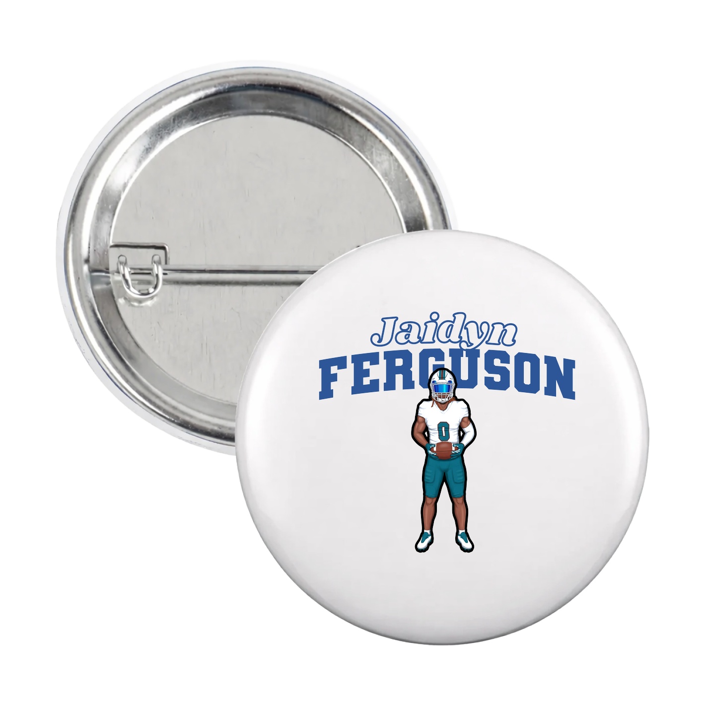 Game Day Button — Name Arch in White