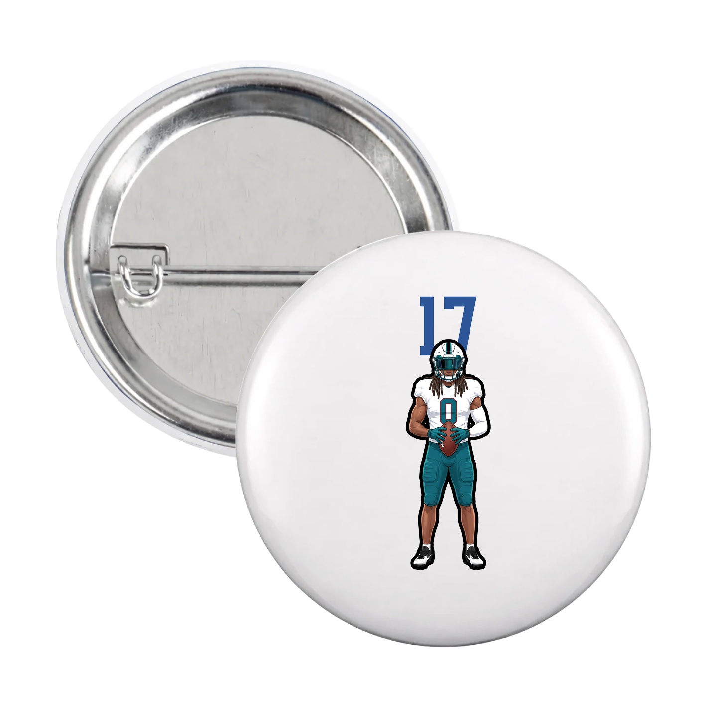 Game Day Button — Number Top in White