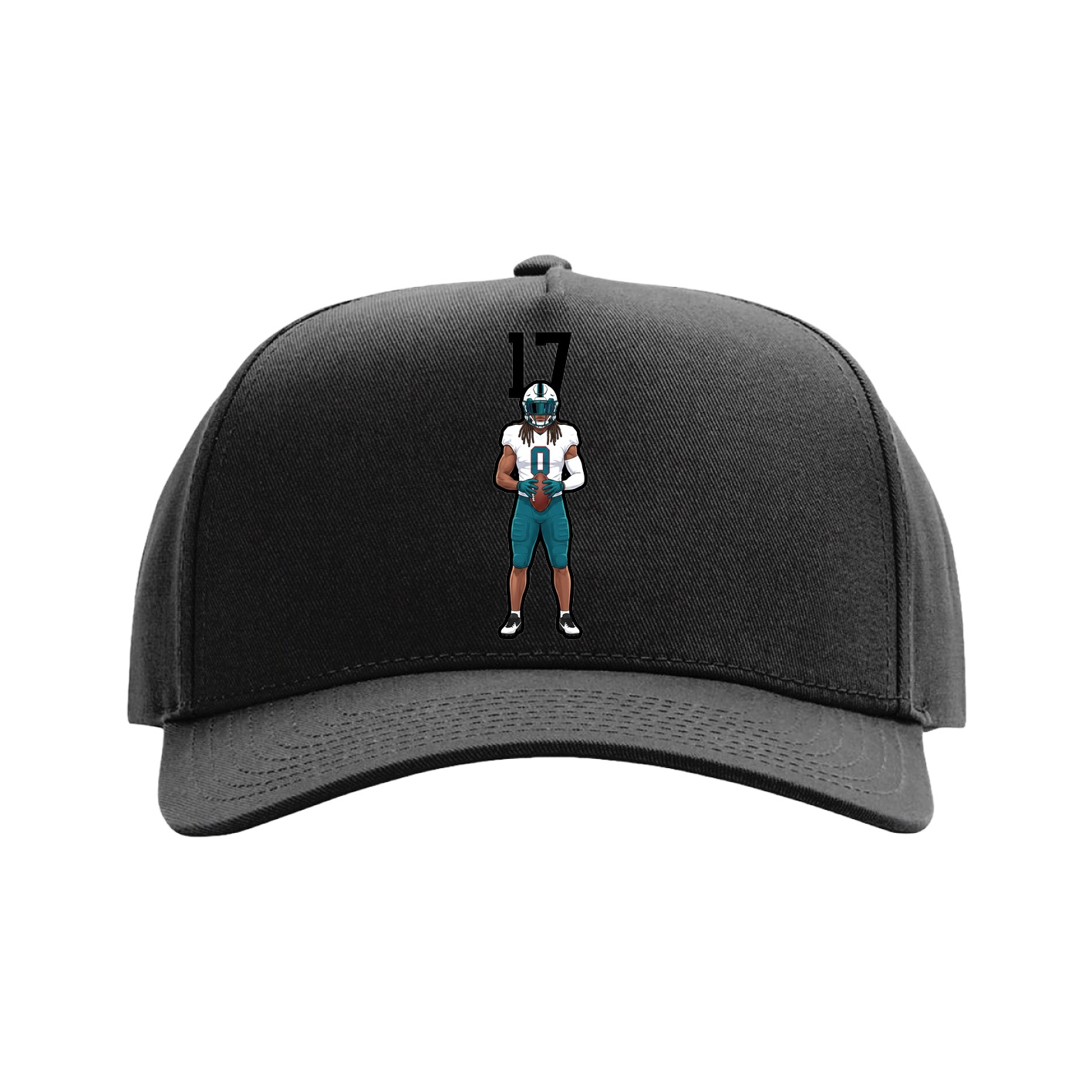 Full Fabric Five-Panel Champ Cap — Number Top in Black