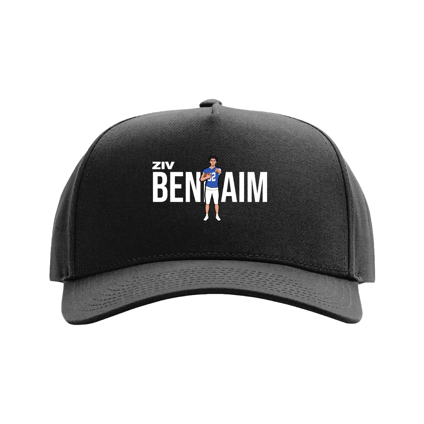 Full Fabric Five-Panel Champ Cap — Player Name in Black