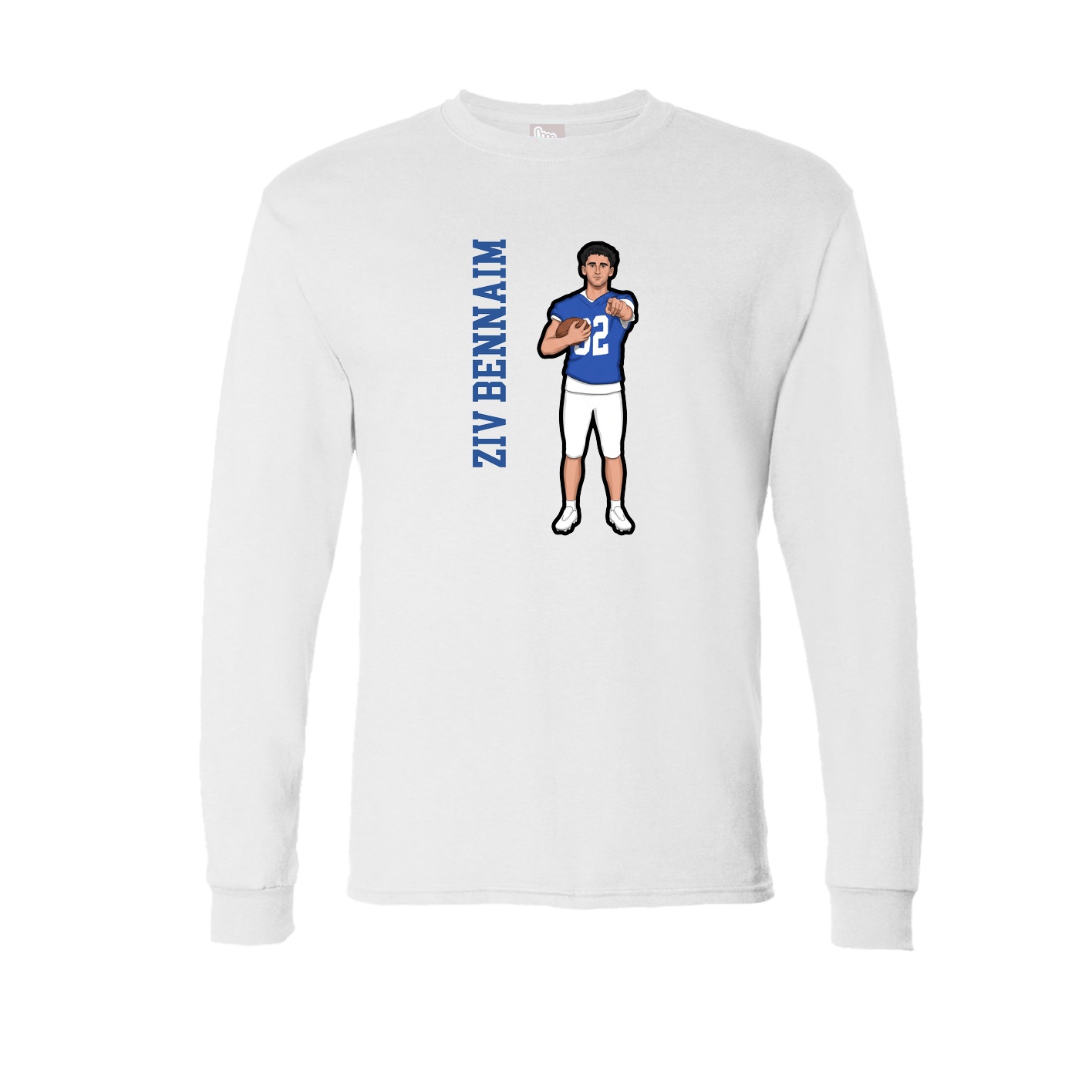Long Sleeve Tee — Name Vertical in White