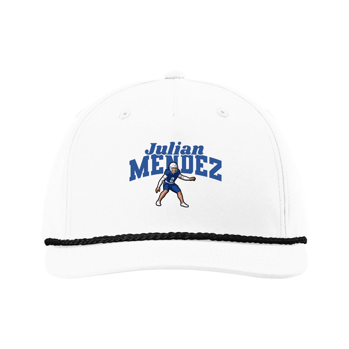 Five-Panel Classic Rope Cap — Signature Arch in White