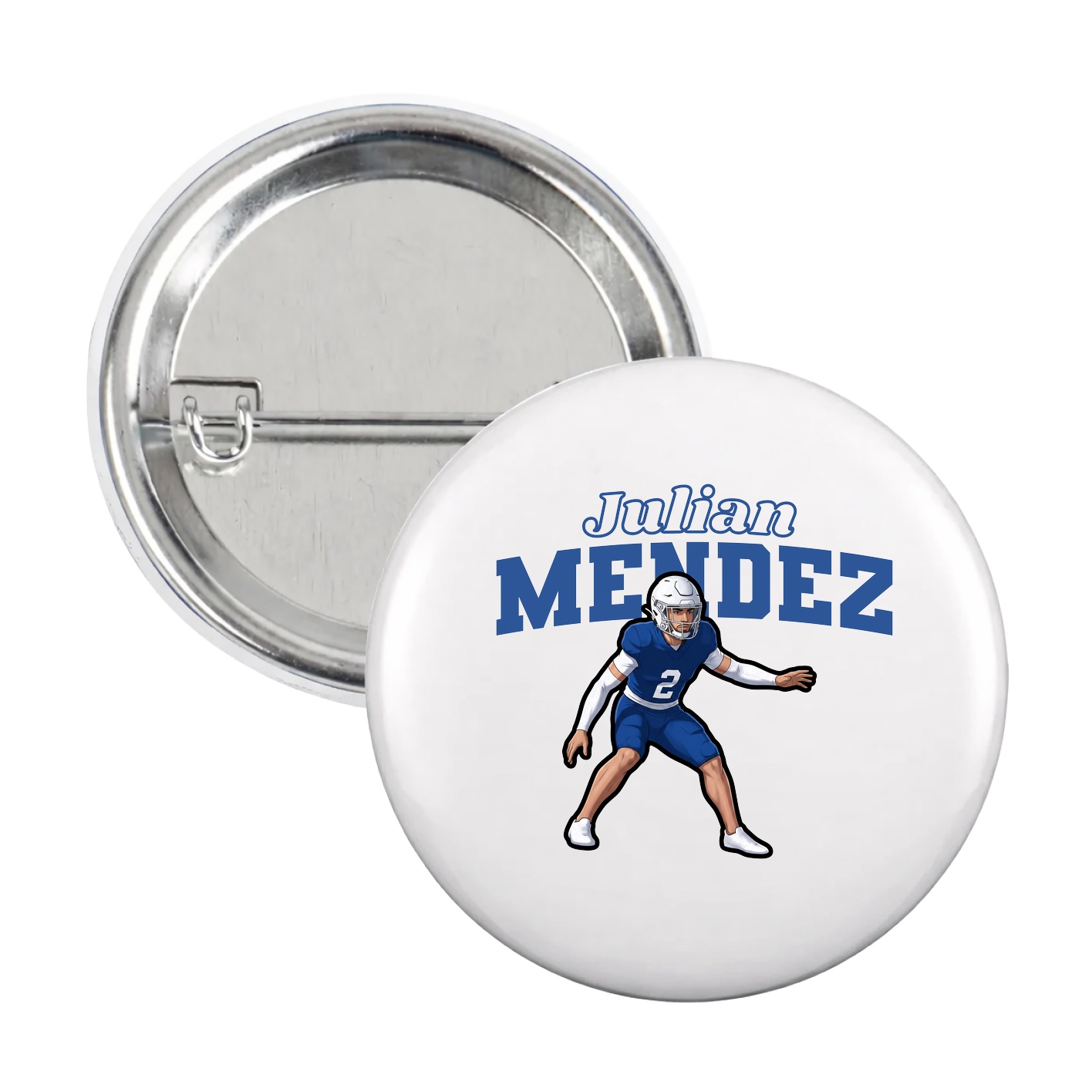 Game Day Button — Name Arch in White