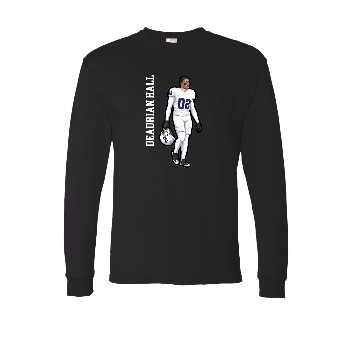 Long Sleeve Tee — Name Vertical in Black