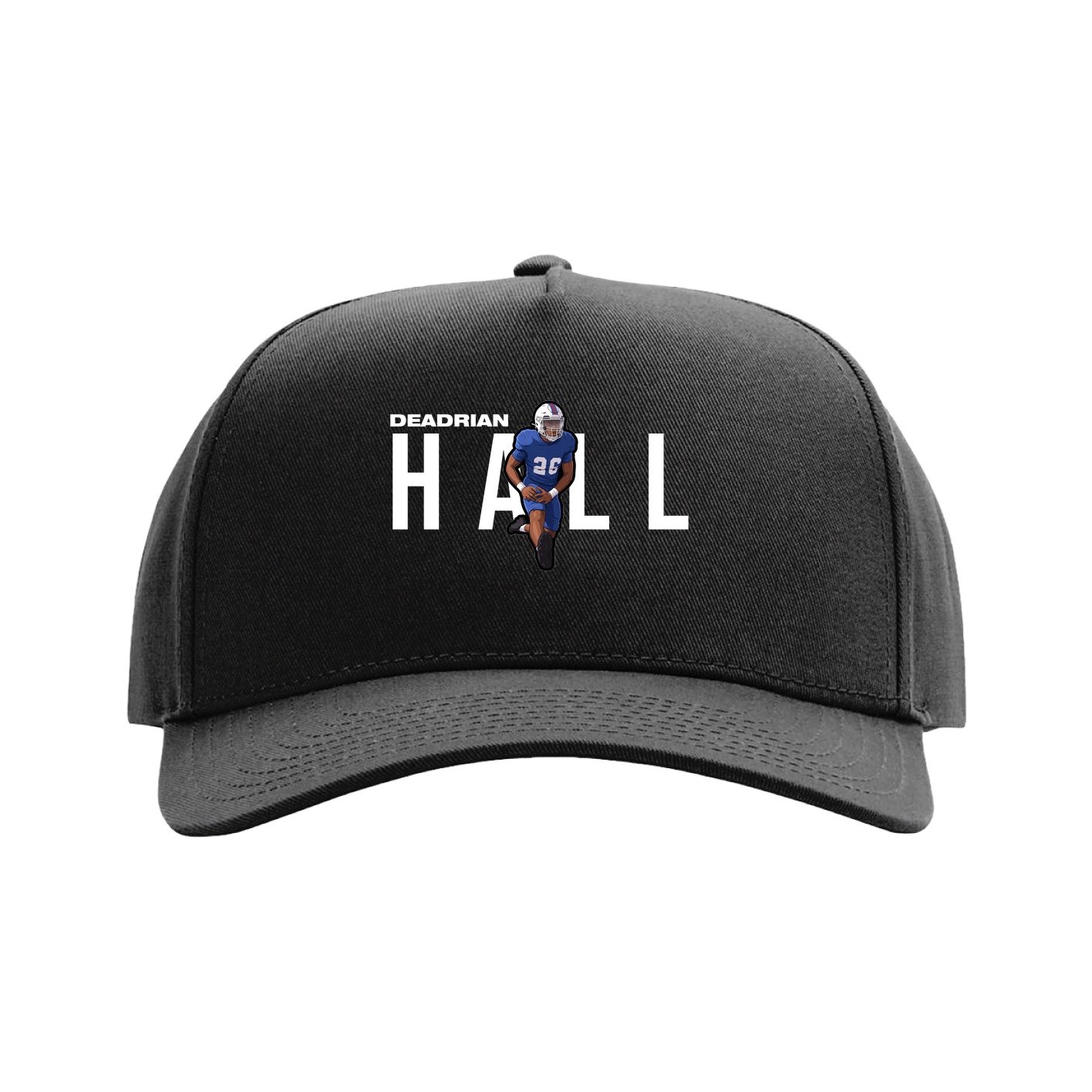 Full Fabric Five-Panel Champ Cap — Player Name in Black