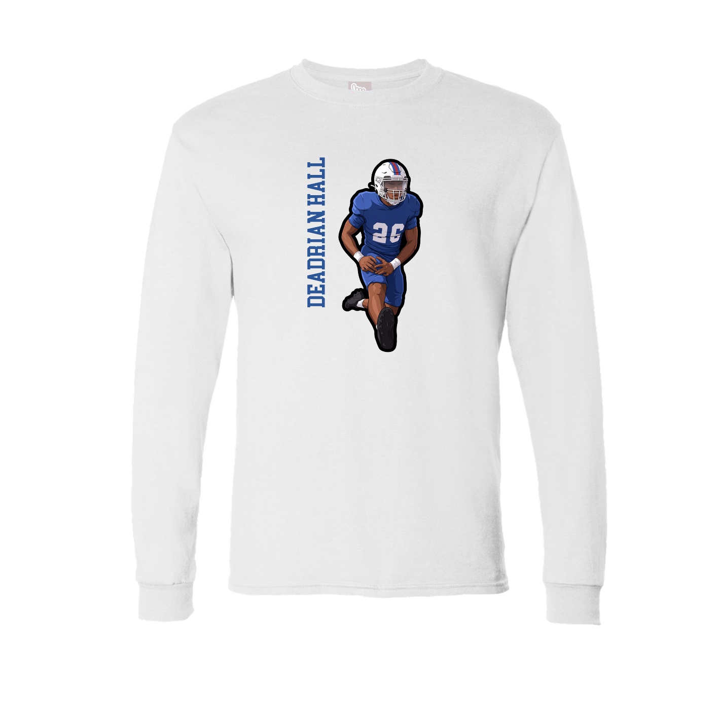 Long Sleeve Tee — Name Vertical in White