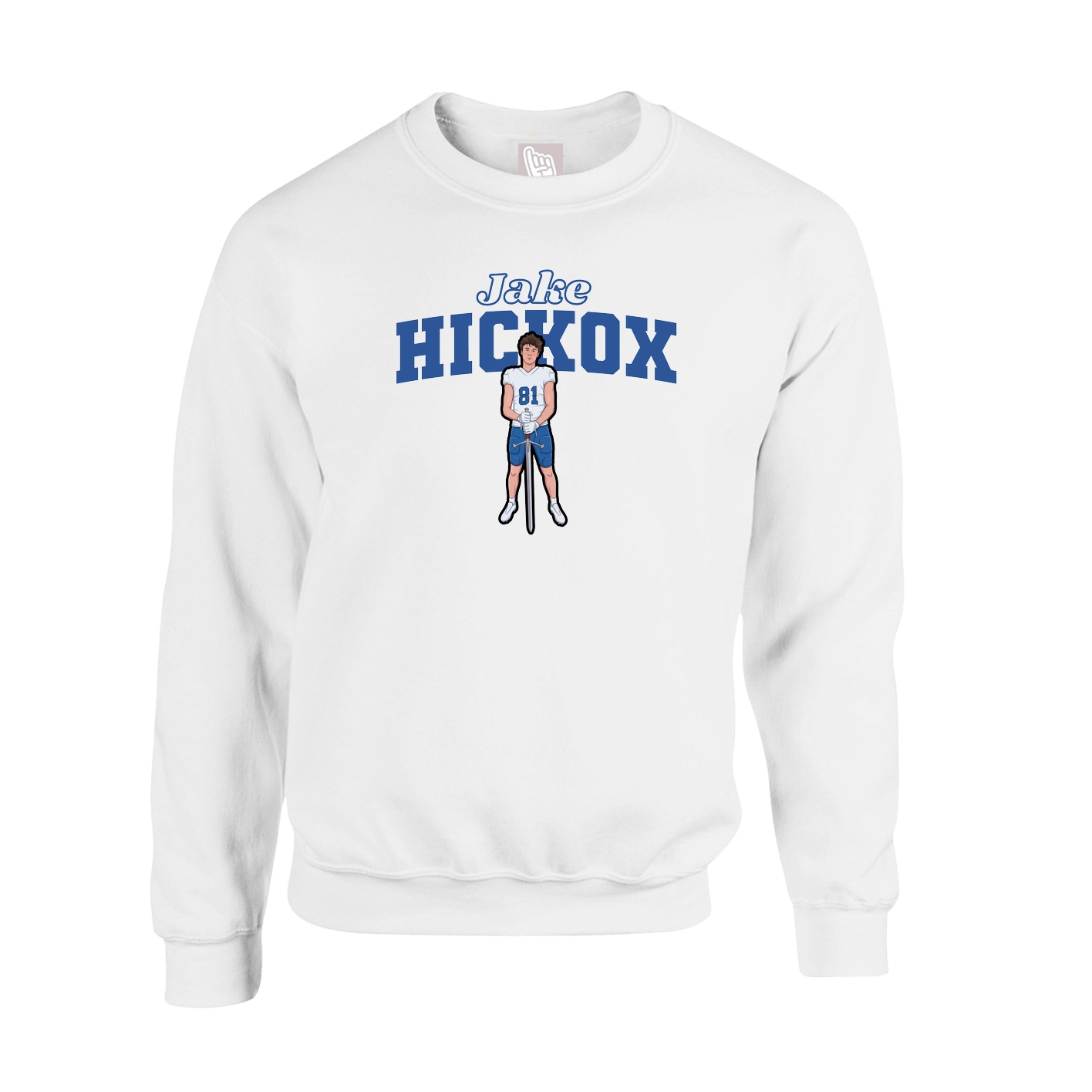 Fleece Crew — Name Arch in White