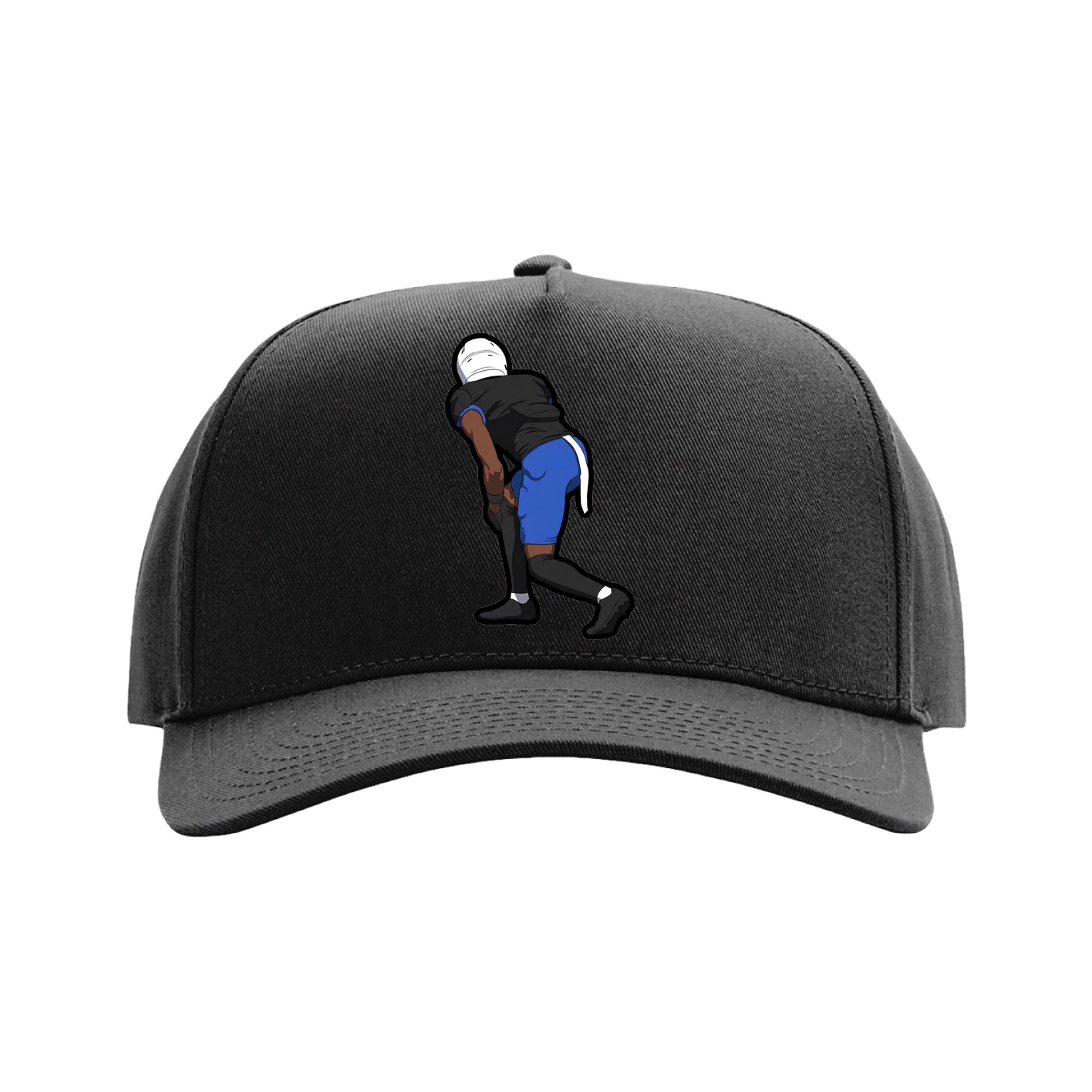 Full Fabric Five-Panel Champ Cap — Name Vertical in Black