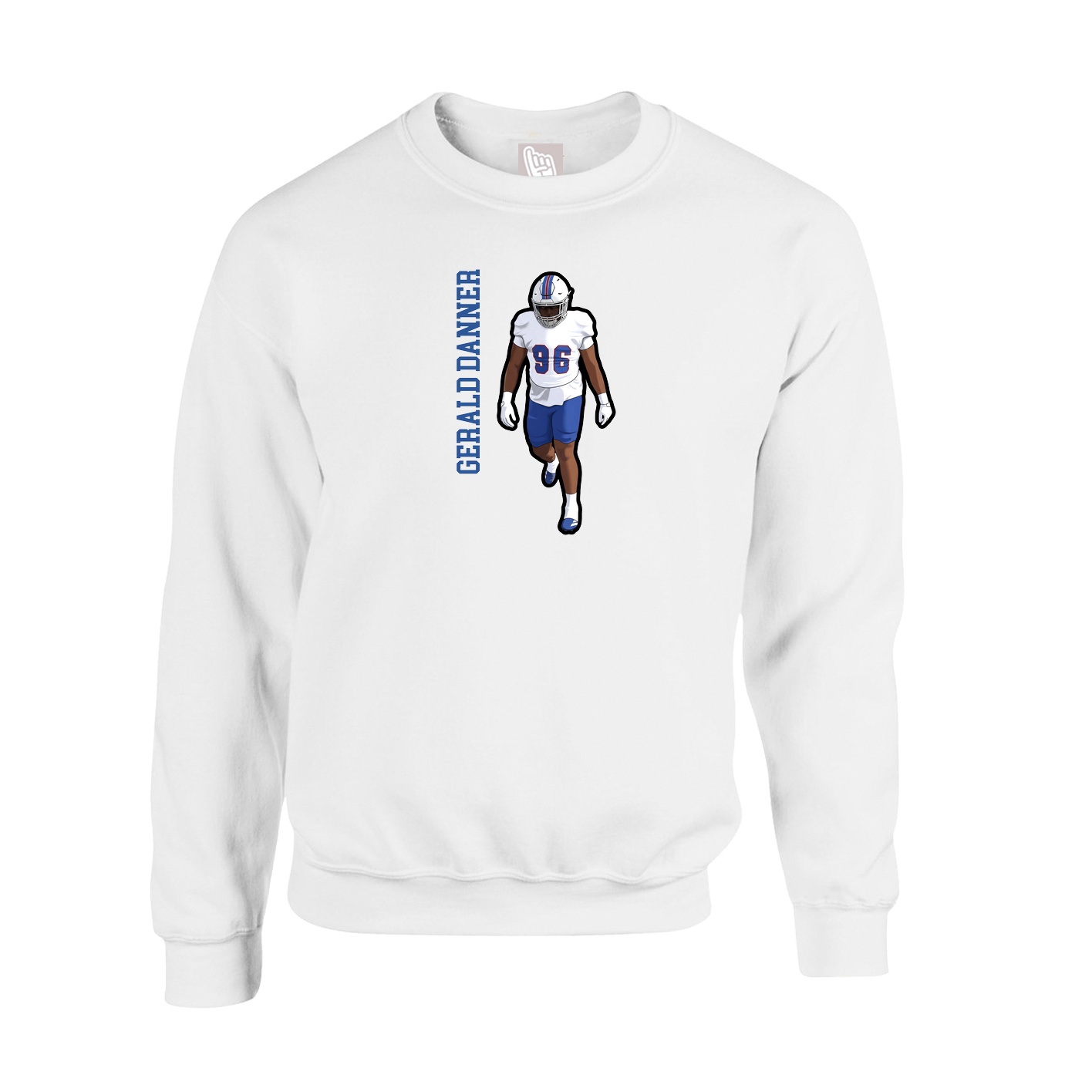 Fleece Crew — Name Vertical in White