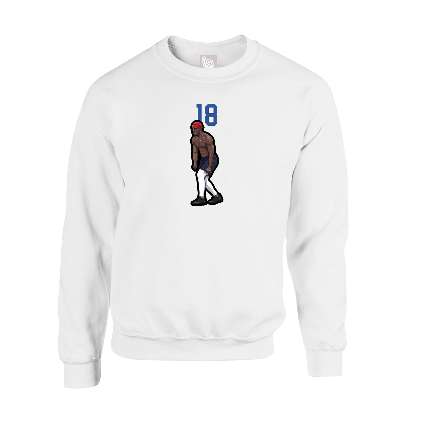 Fleece Crew — Number Top in White