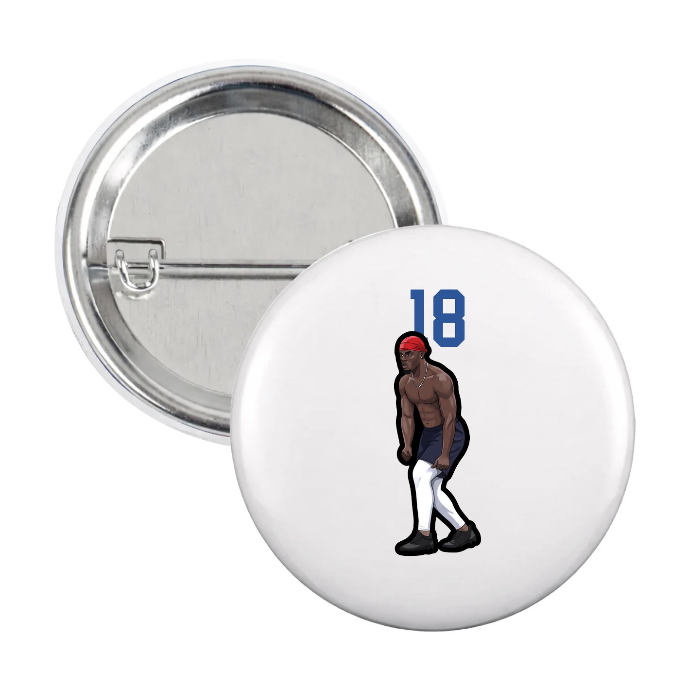 Game Day Button — Number Top in White