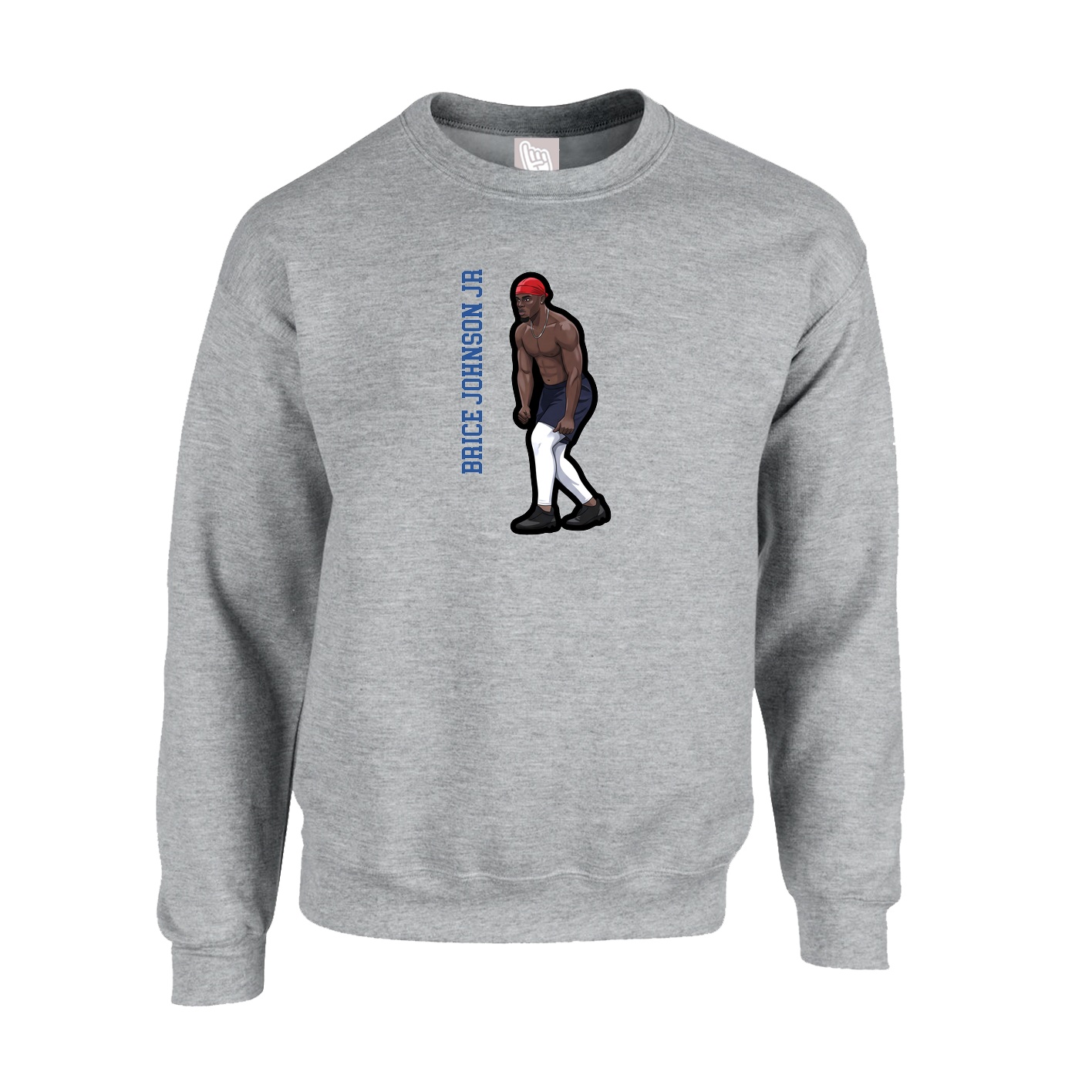 Fleece Crew — Name Vertical in Grey