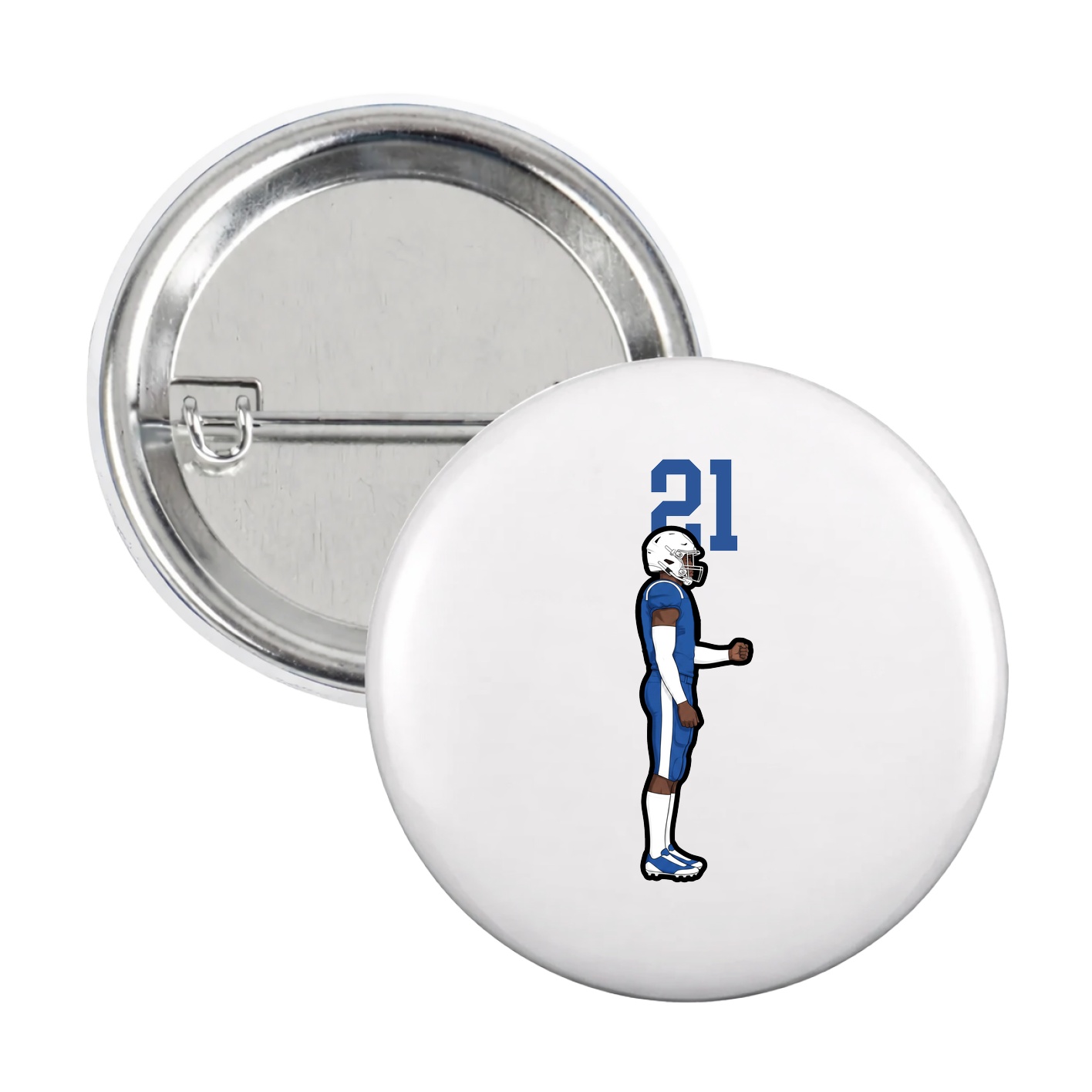 Game Day Button — Number Top in White
