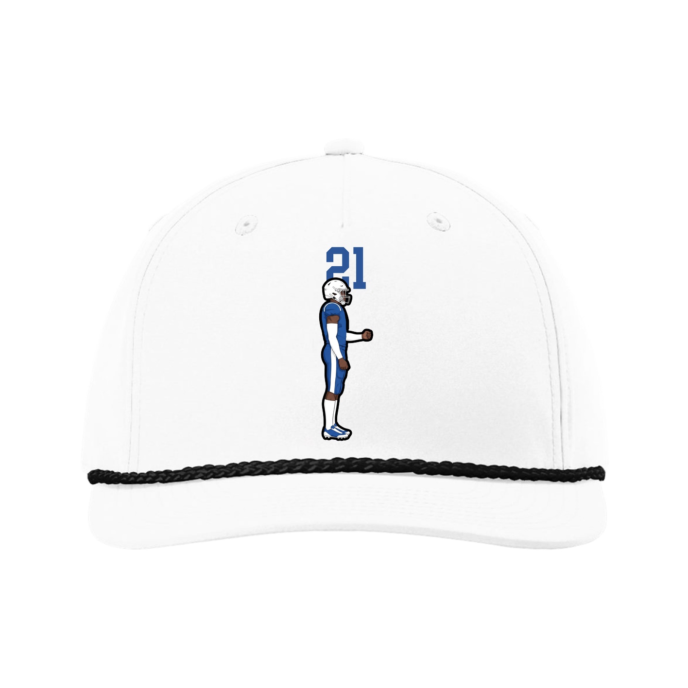 Five-Panel Classic Rope Cap — Number Top in White