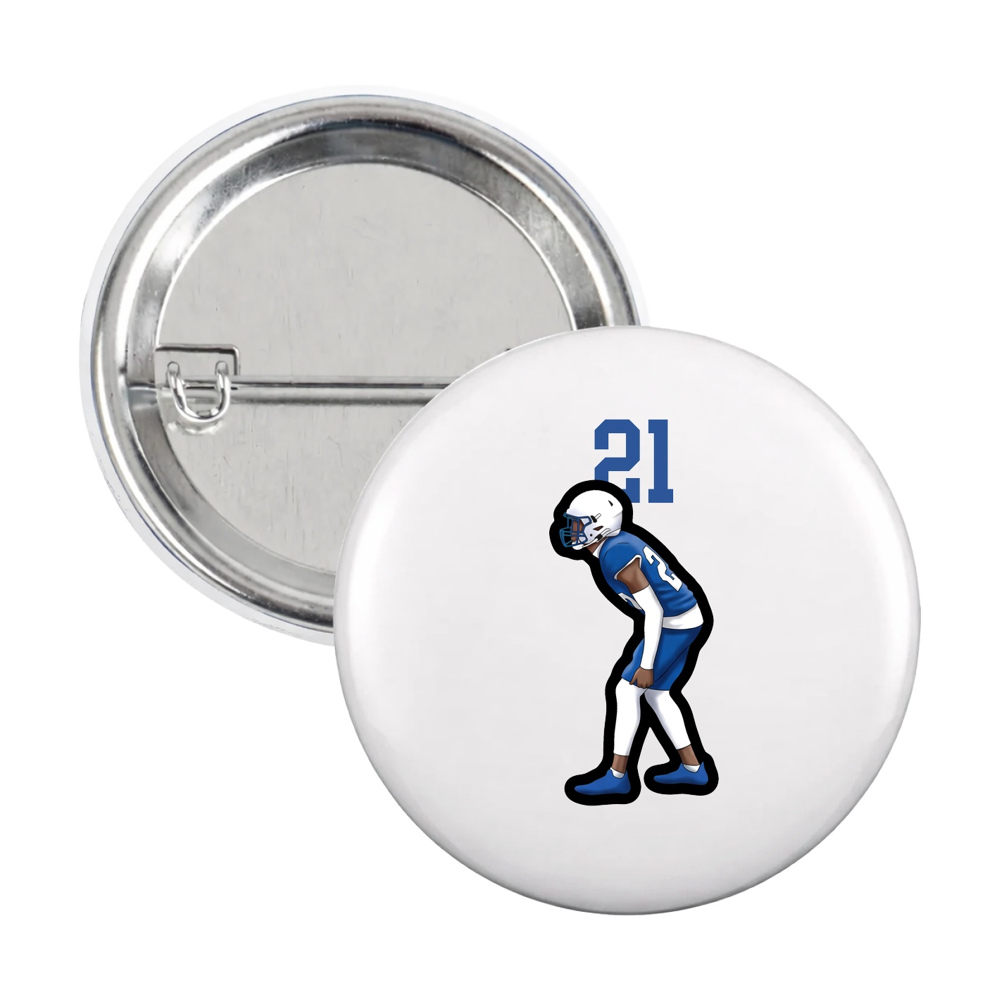Game Day Button — Number Top in White