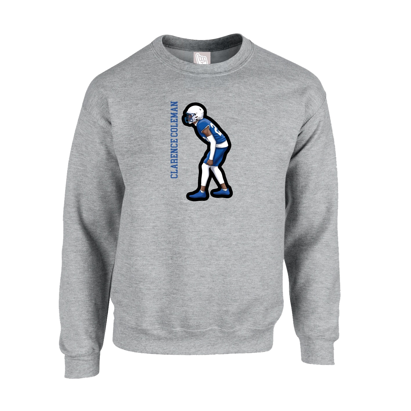 Fleece Crew — Name Vertical in Grey