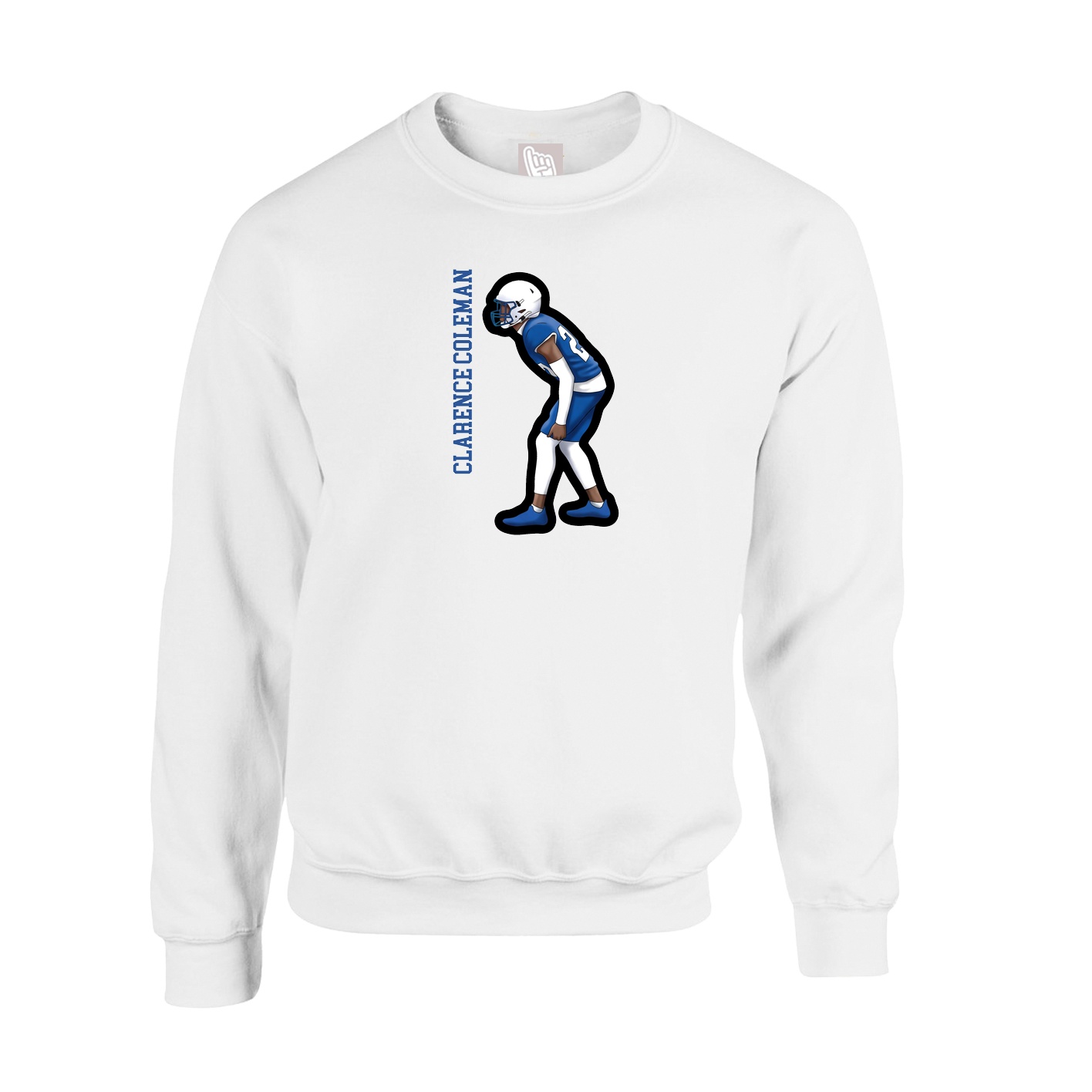 Fleece Crew — Name Vertical in White