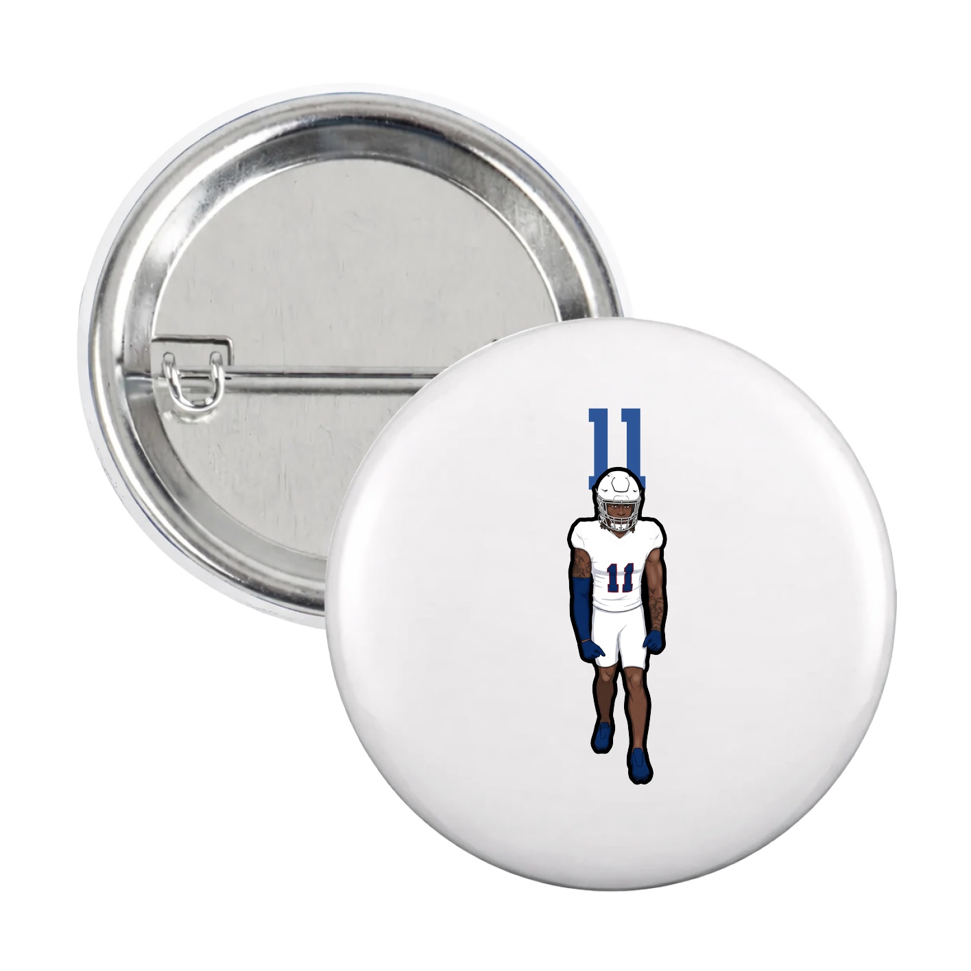 Game Day Button — Number Top in White