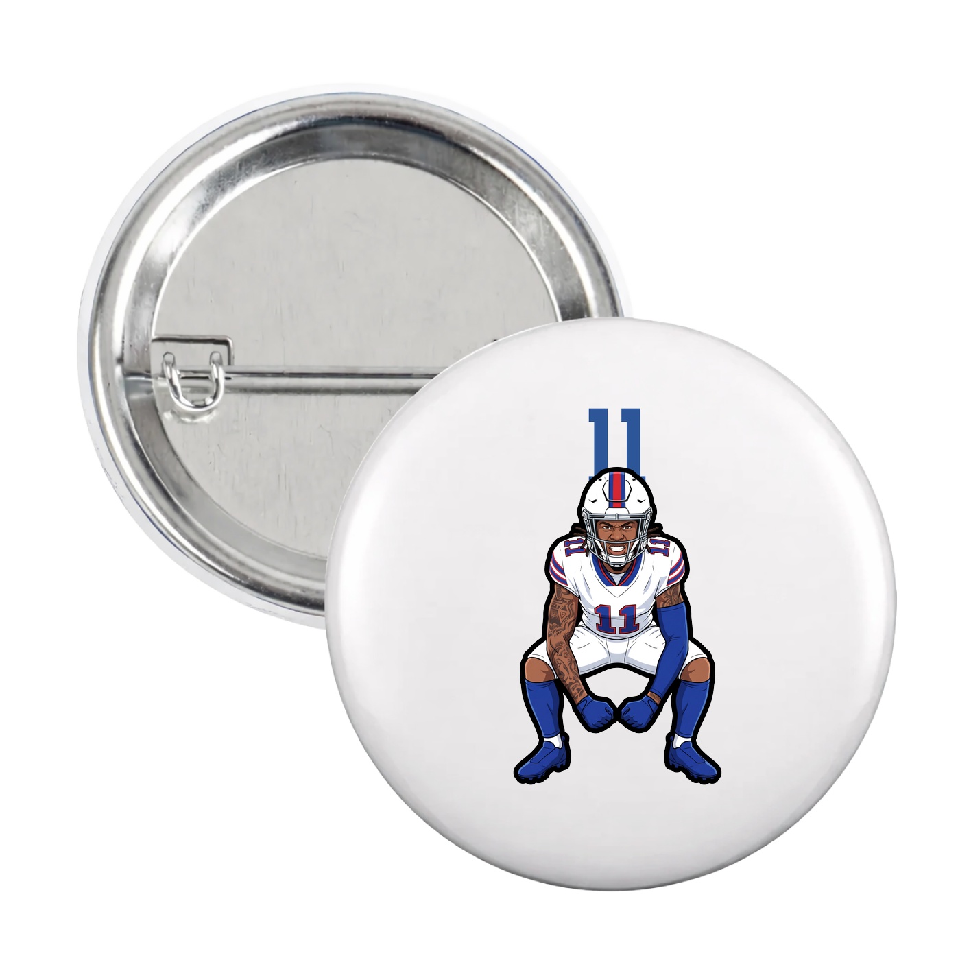 Game Day Button — Number Top in White