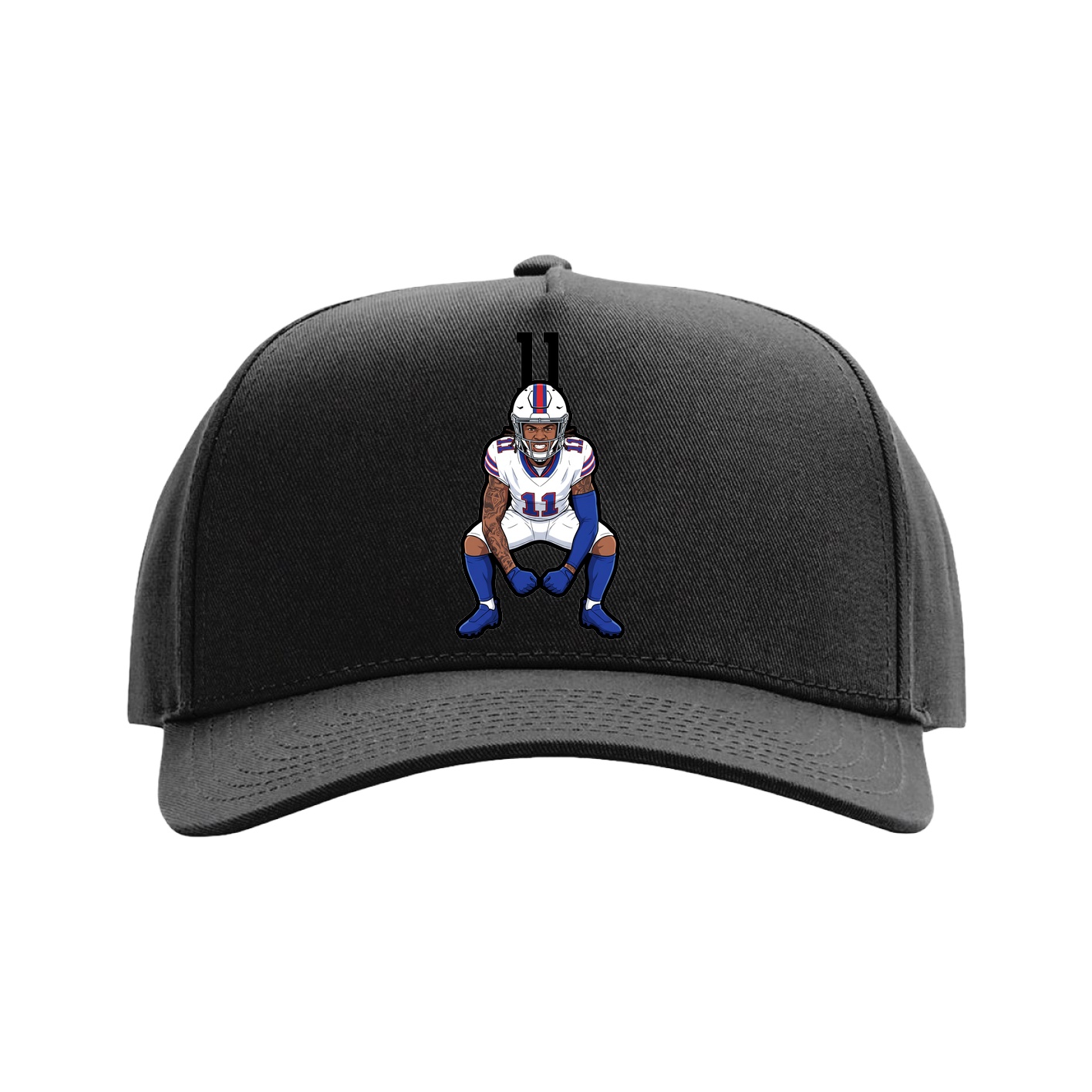 Full Fabric Five-Panel Champ Cap — Number Top in Black